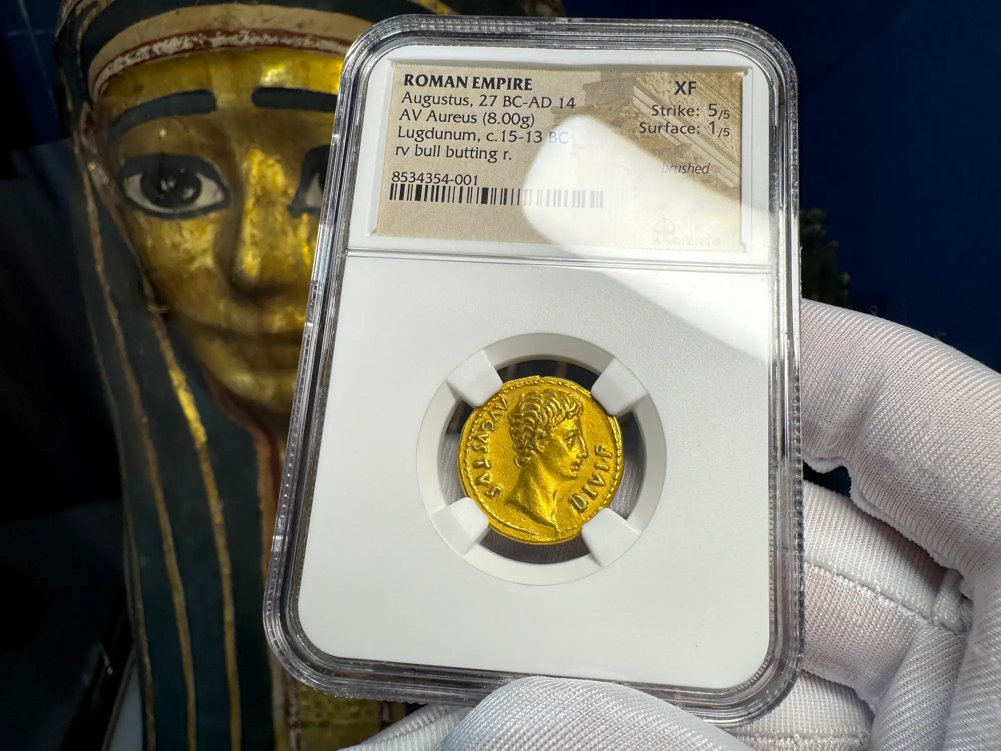 Roman Empire "Augustus | Bull" 2nd of 12 Caesars NGC XF 5x1 28