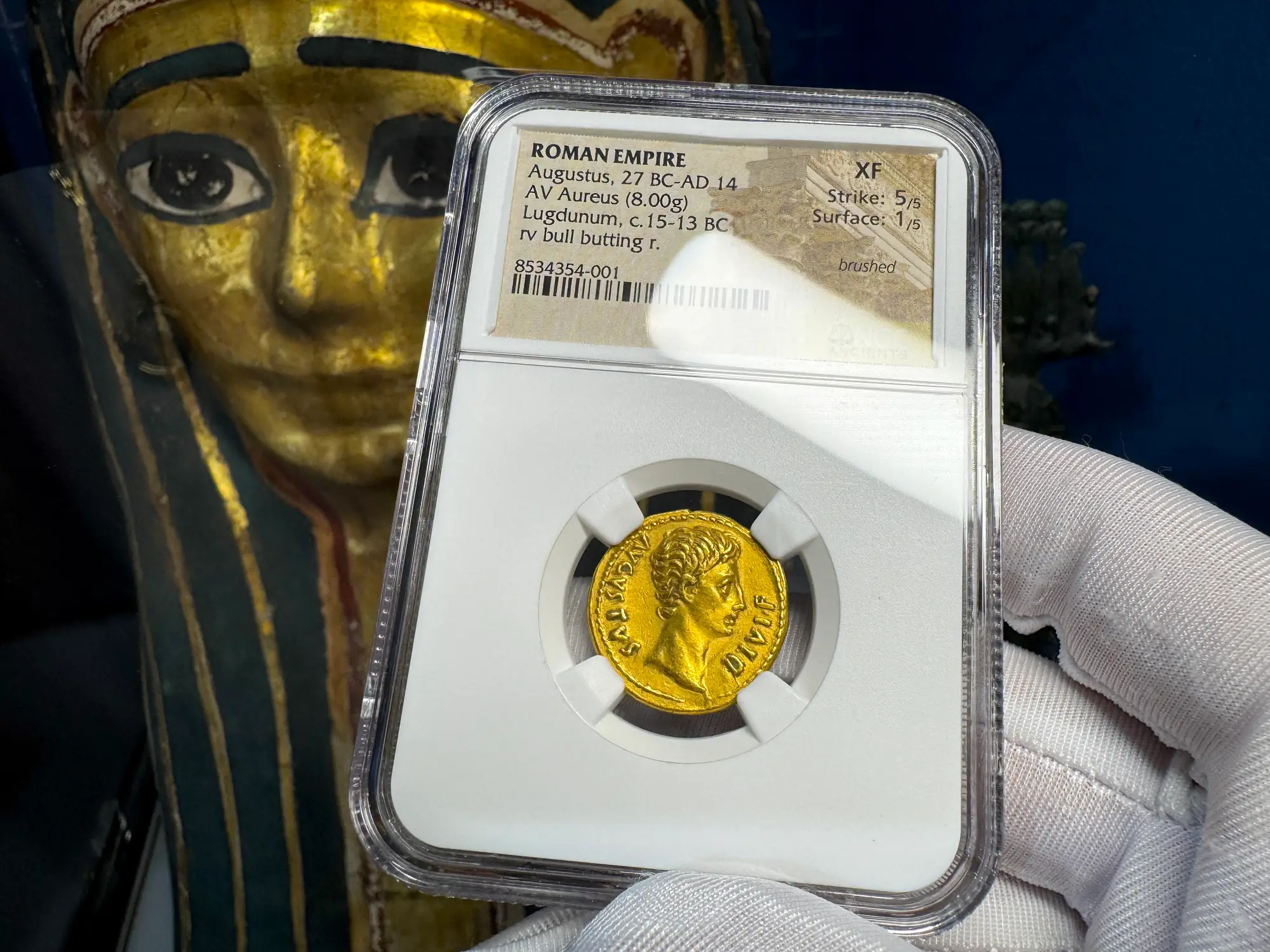 Roman Empire "Augustus | Bull" 2nd of 12 Caesars NGC XF 5x1 29