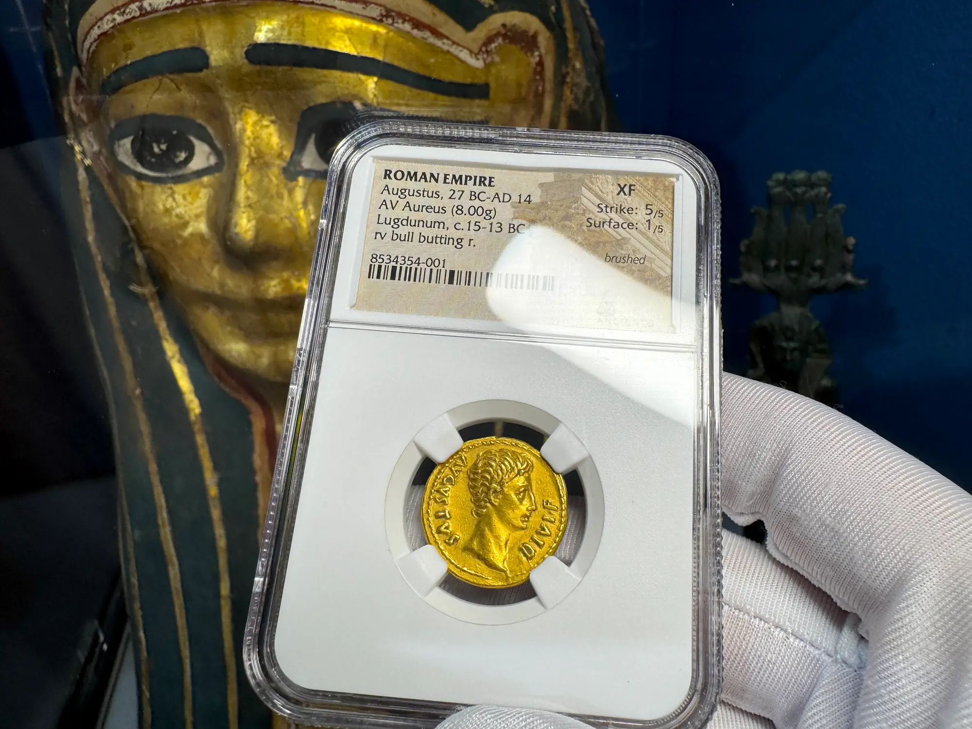 Roman Empire "Augustus | Bull" 2nd of 12 Caesars NGC XF 5x1 12