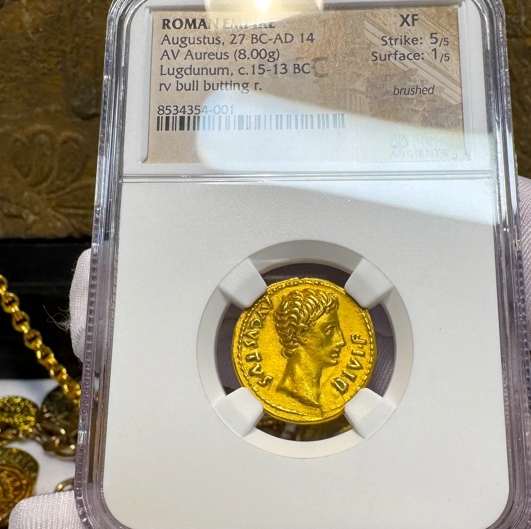 Roman Empire "Augustus | Bull" 2nd of 12 Caesars NGC XF 5x1 9