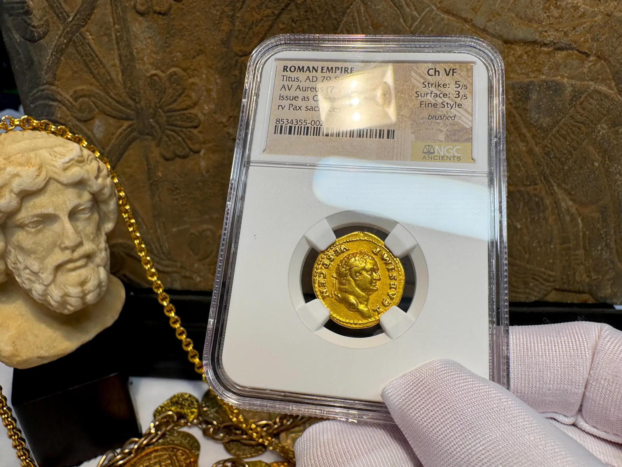 Roman Empire "Titus" 11th of 12 Caesars NGC Ch VF 15