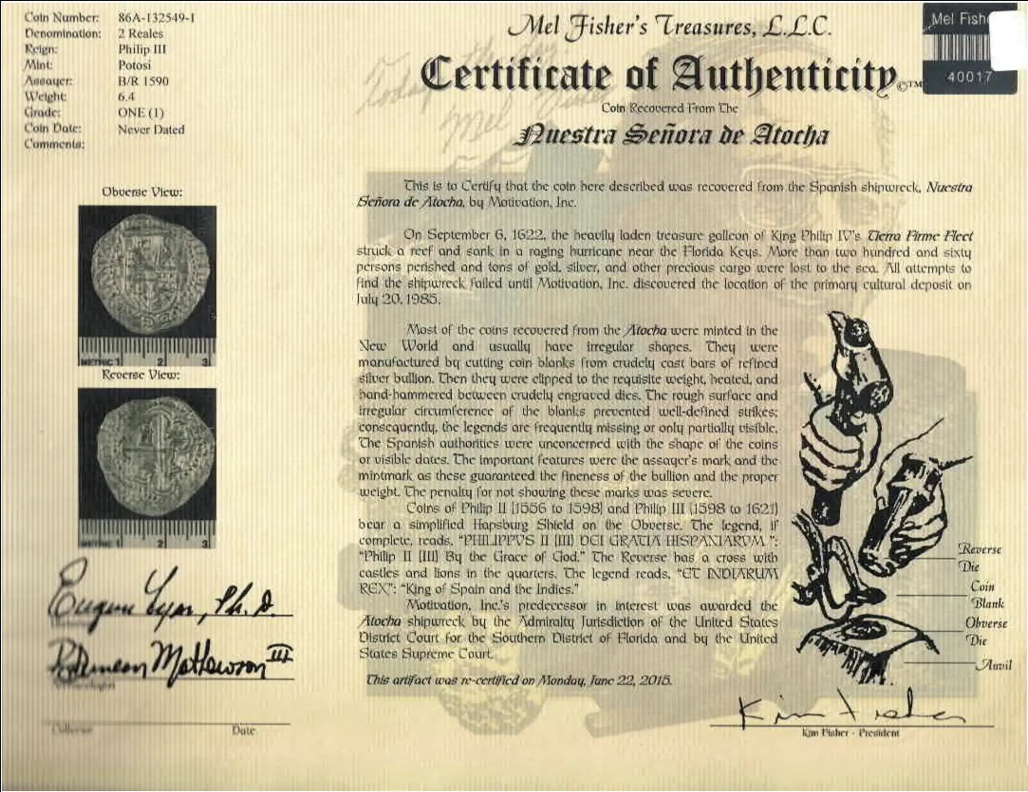 Bolivia 2 Reales 1598-21 "Atocha 1622 Shipwreck" Grade 1 3