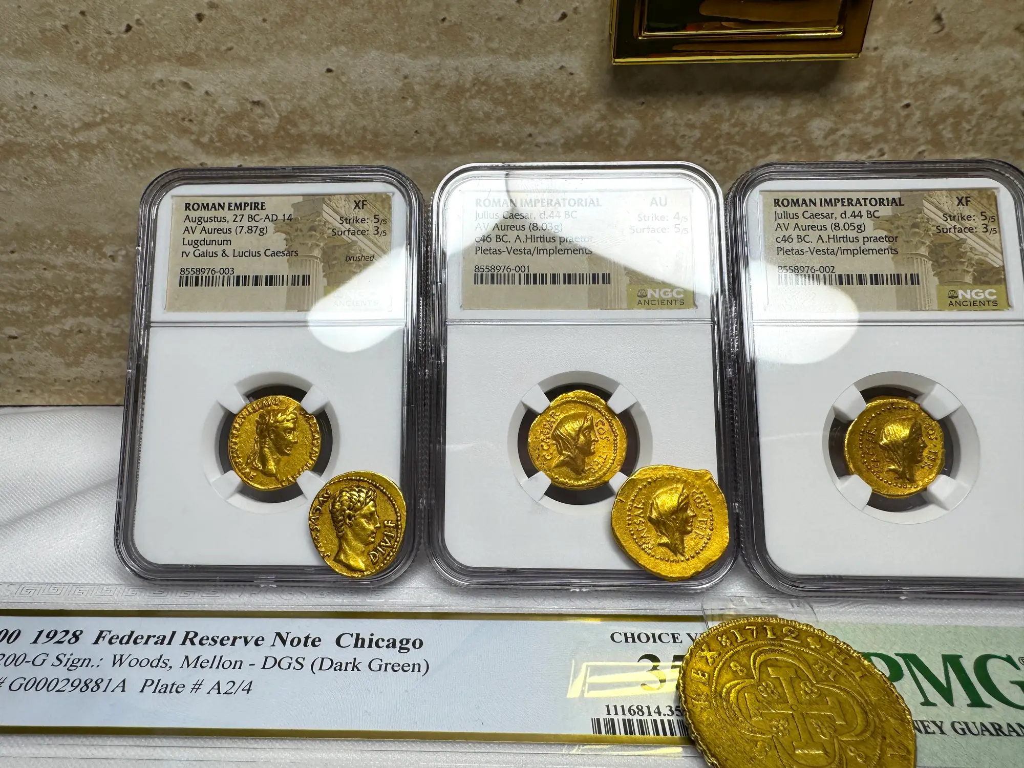 Roman Imperatorial "Julius Caesar" 1st of 12 Caesars NGC AU 27