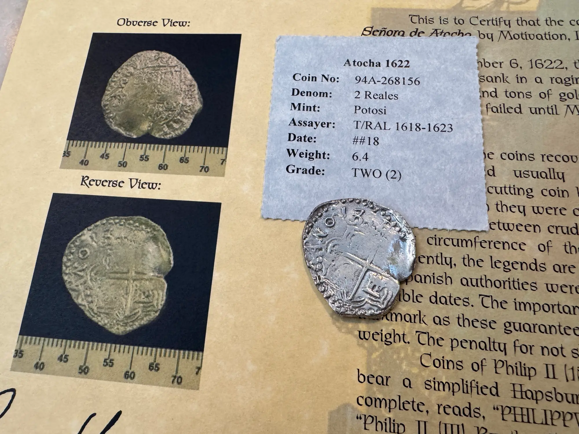 Bolivia 2 Reales 1618 "Atocha 1622 Shipwreck" Grade 2 7