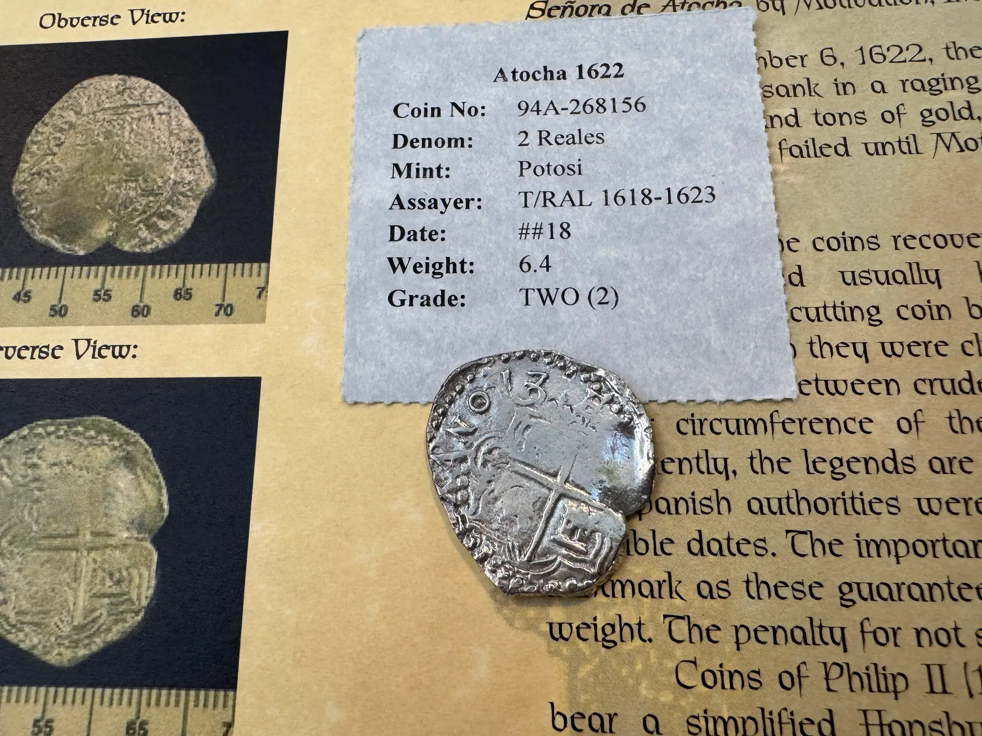 Bolivia 2 Reales 1618 "Atocha 1622 Shipwreck" Grade 2 8