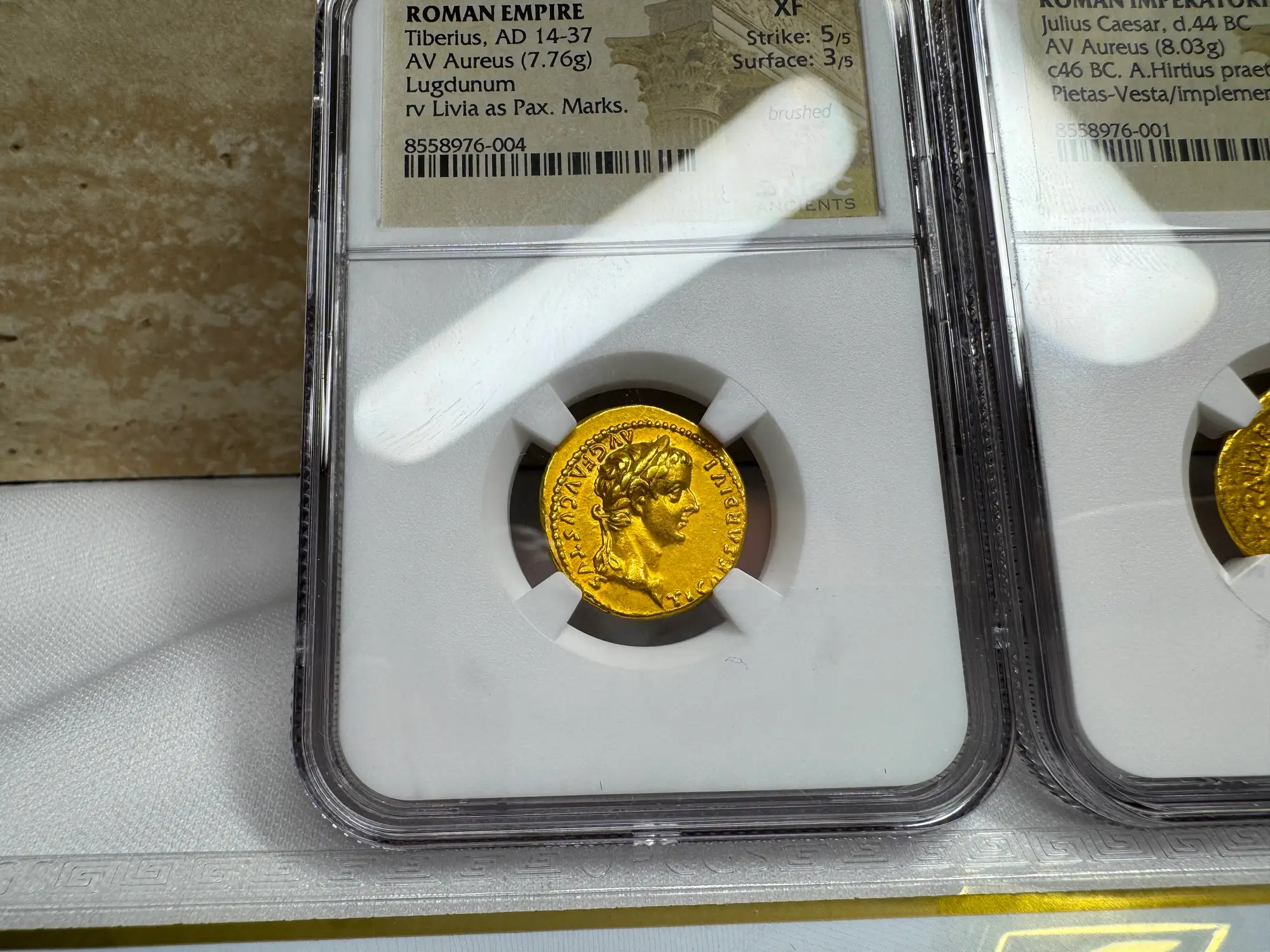 Roman Empire "Tiberius" 3rd of 12 Caesars NGC Ch XF 26