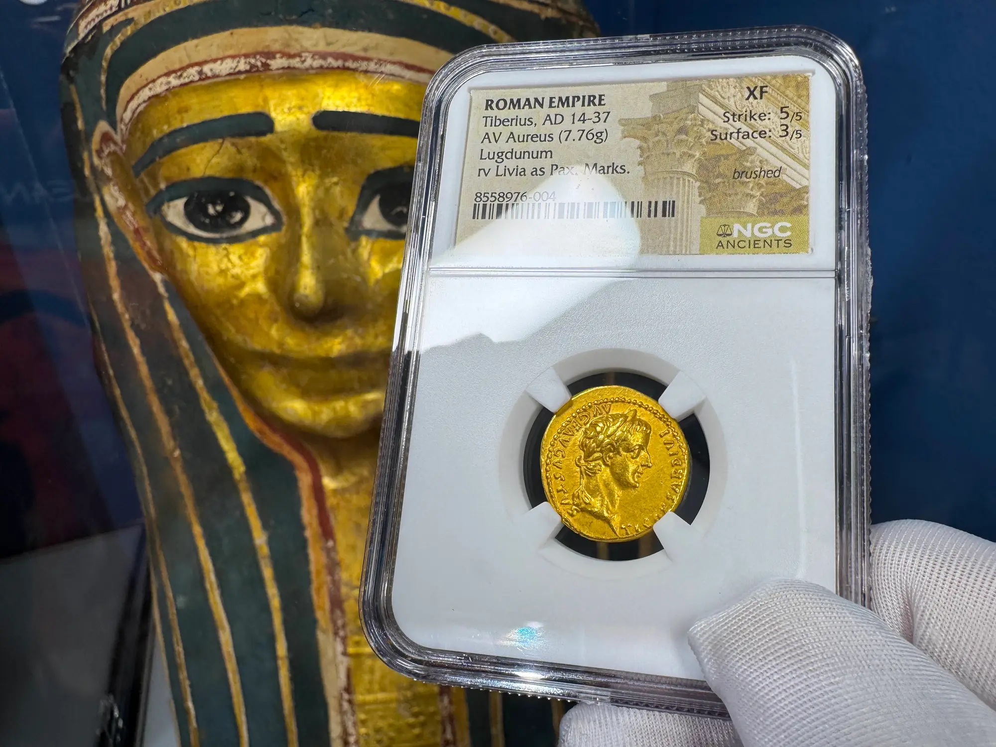 Roman Empire "Tiberius" 3rd of 12 Caesars NGC Ch XF 35