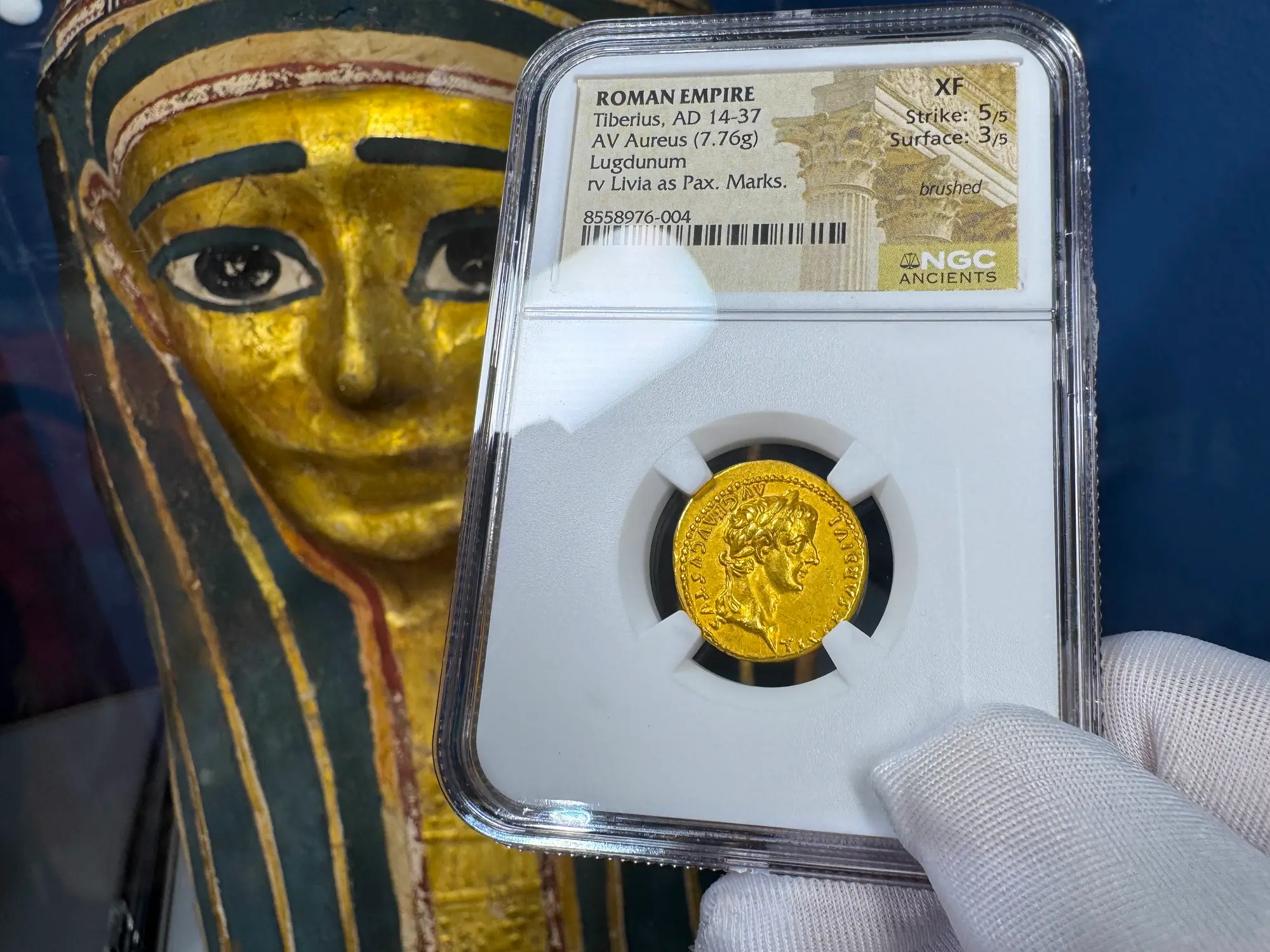 Roman Empire "Tiberius" 3rd of 12 Caesars NGC Ch XF 36