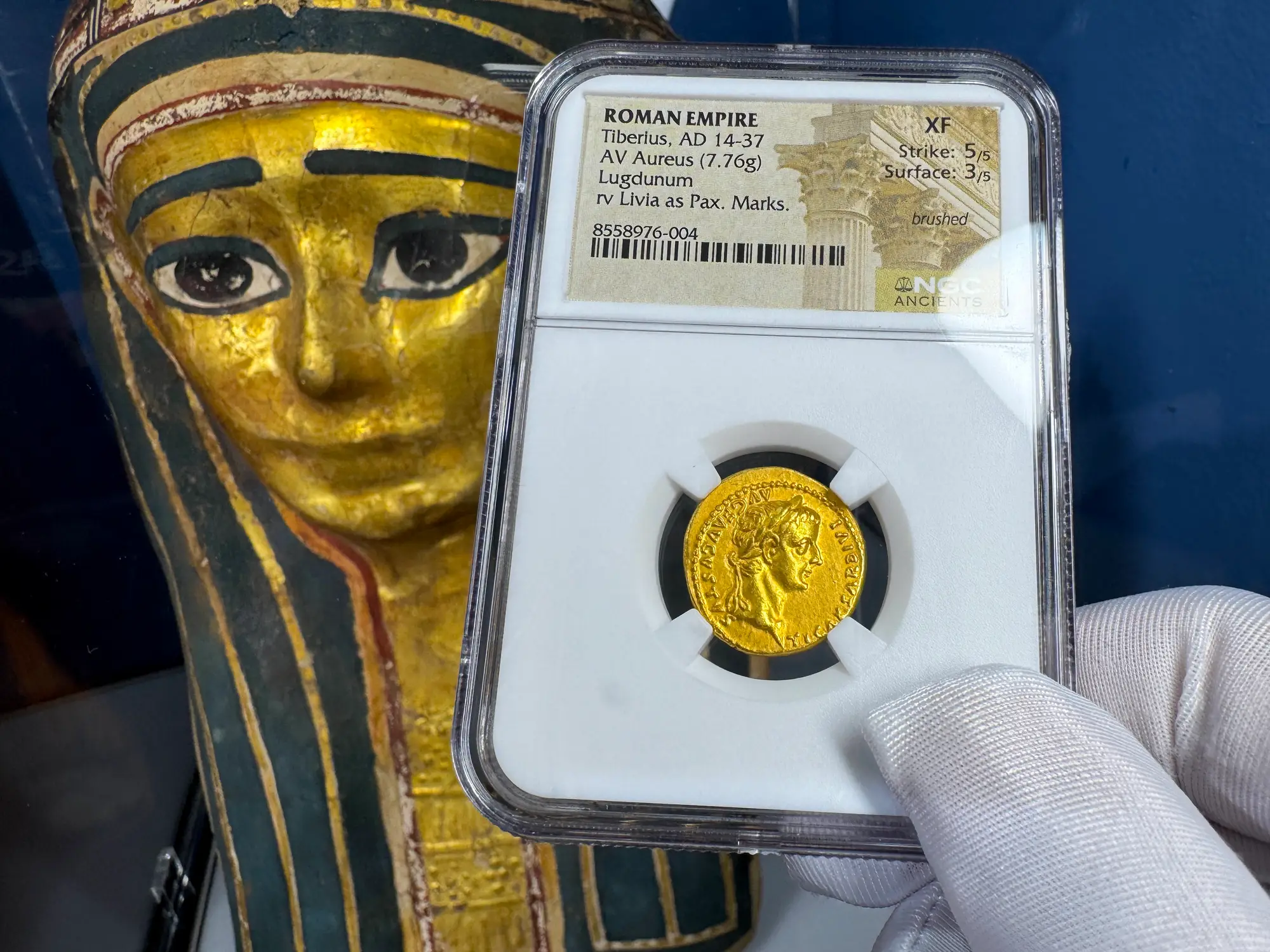 Roman Empire "Tiberius" 3rd of 12 Caesars NGC Ch XF 3