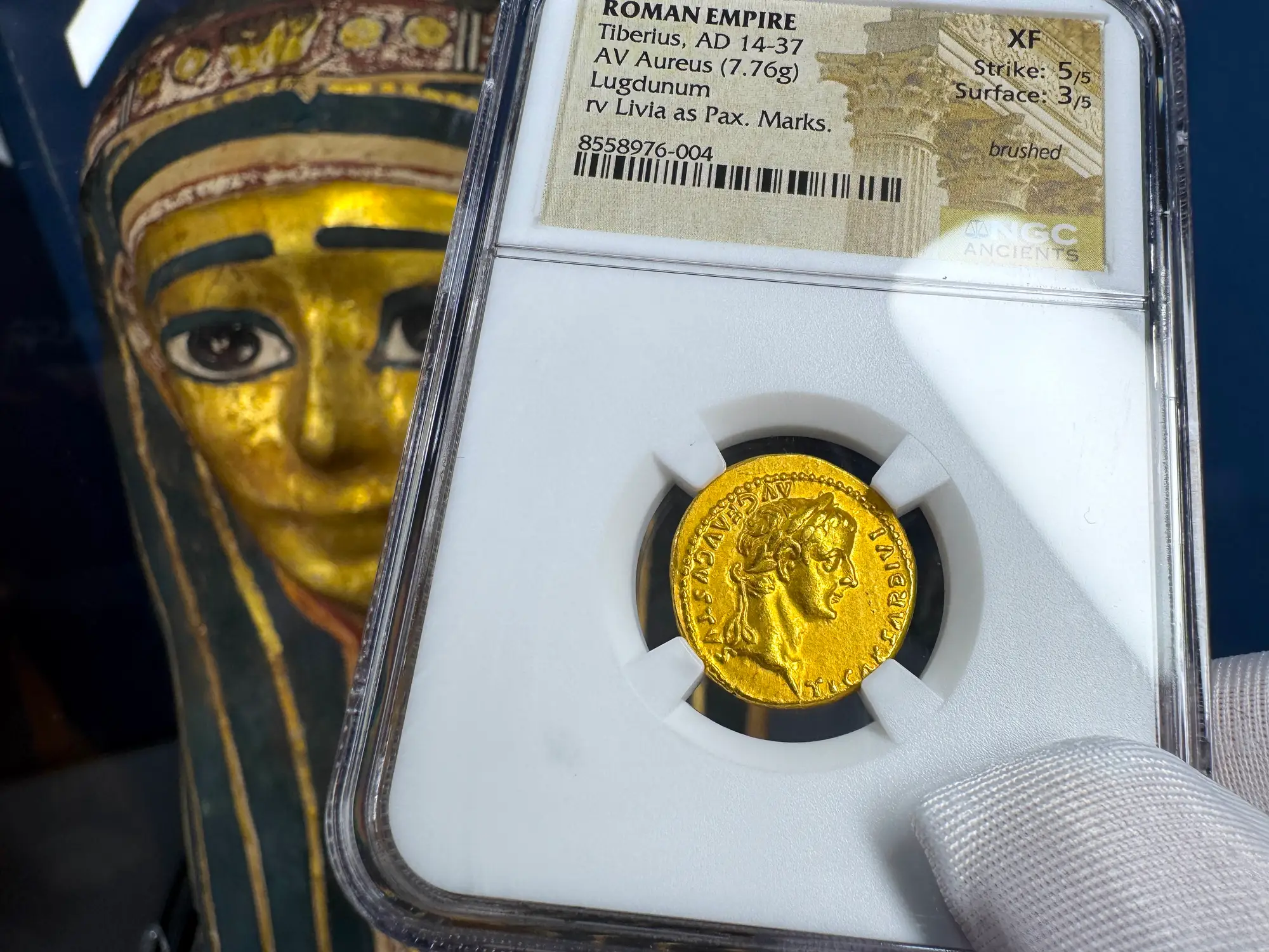 Roman Empire "Tiberius" 3rd of 12 Caesars NGC Ch XF 4