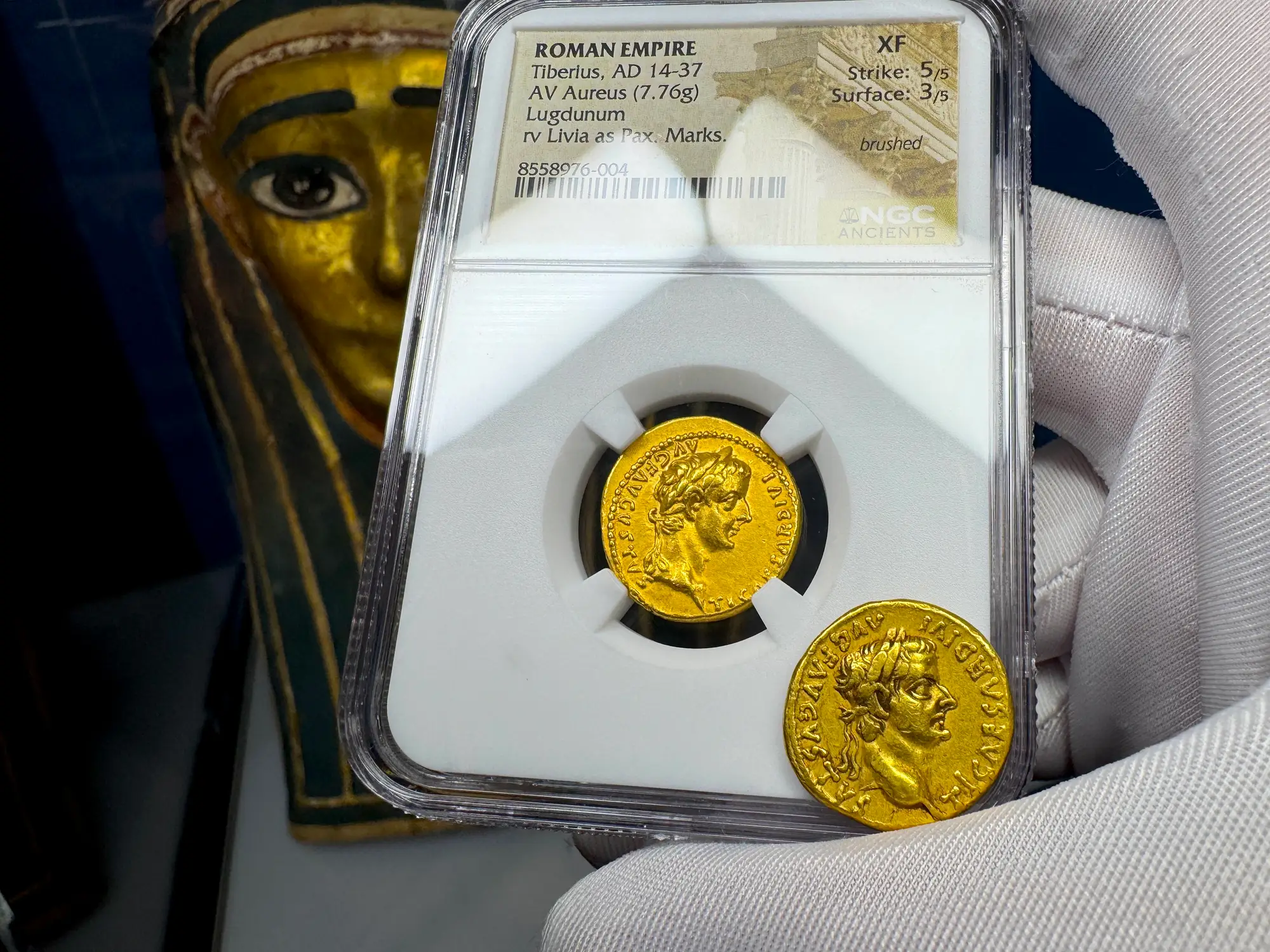 Roman Empire "Tiberius" 3rd of 12 Caesars NGC Ch XF 31