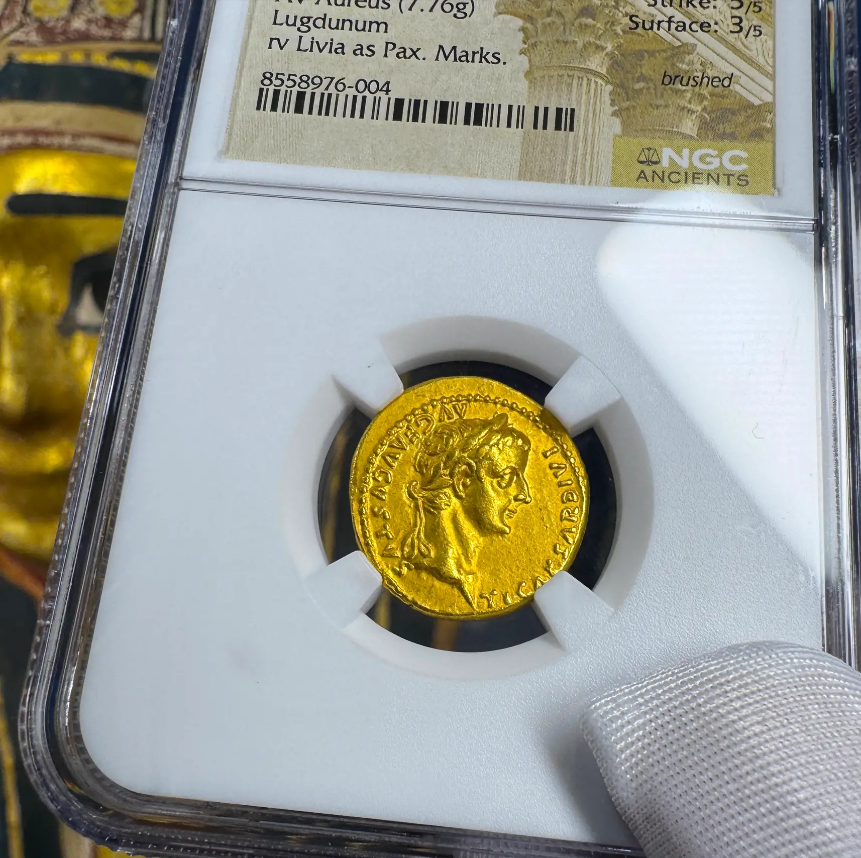 Roman Empire "Tiberius" 3rd of 12 Caesars NGC Ch XF