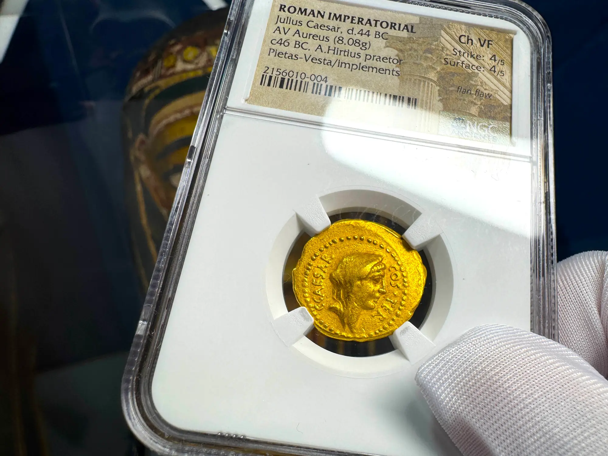 Roman Imperatorial "Julius Caesar" 44BC Aureus NGC Ch VF 13