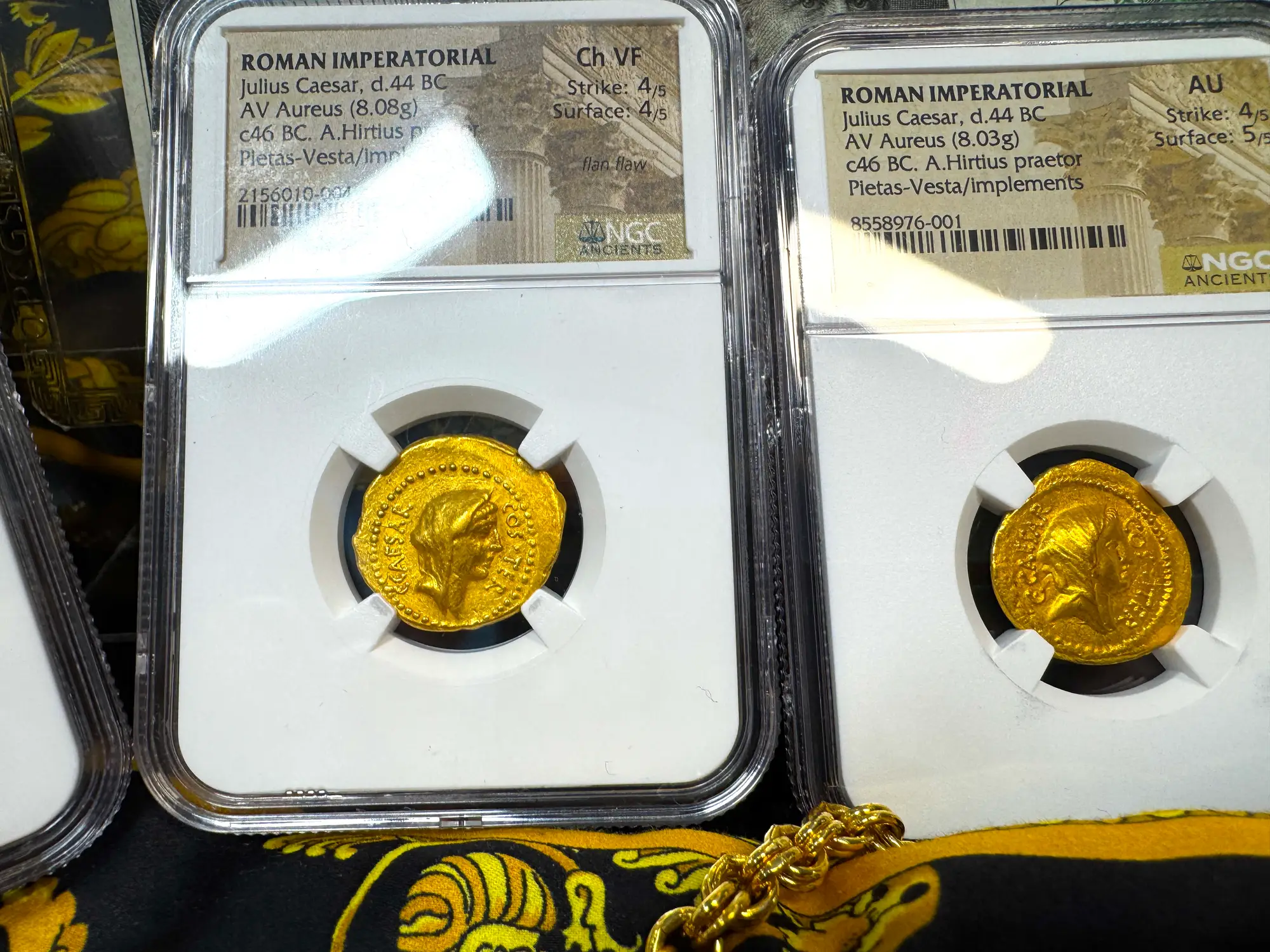 Roman Imperatorial "Julius Caesar" 44BC Aureus NGC Ch VF 17