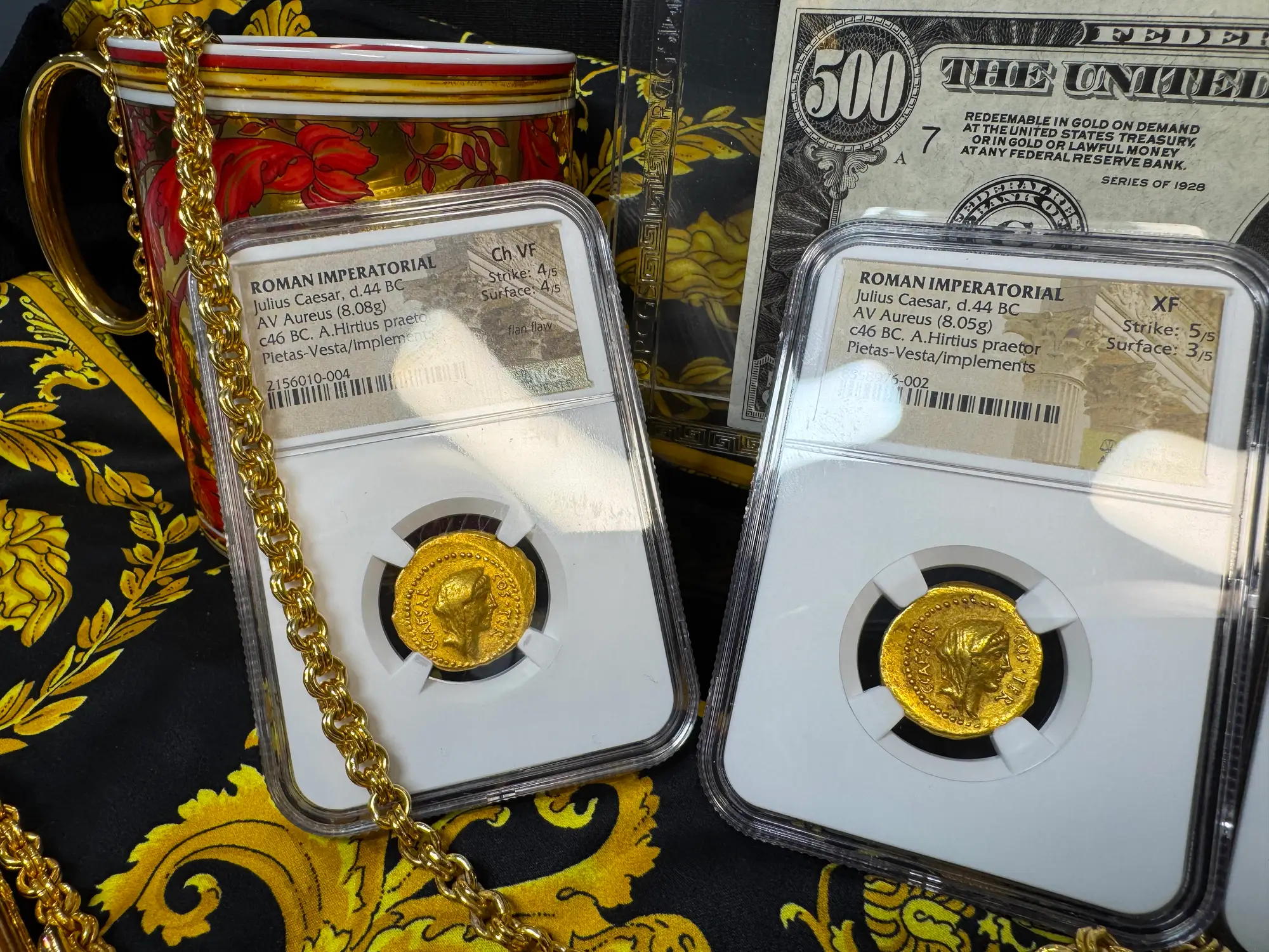 Roman Imperatorial "Julius Caesar" 44BC Aureus NGC Ch VF 18