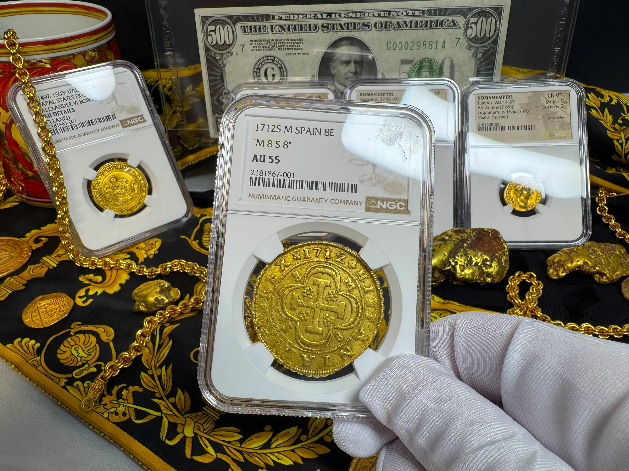 Spain 8 Escudos 1712 "Philip V" NGC 55 23