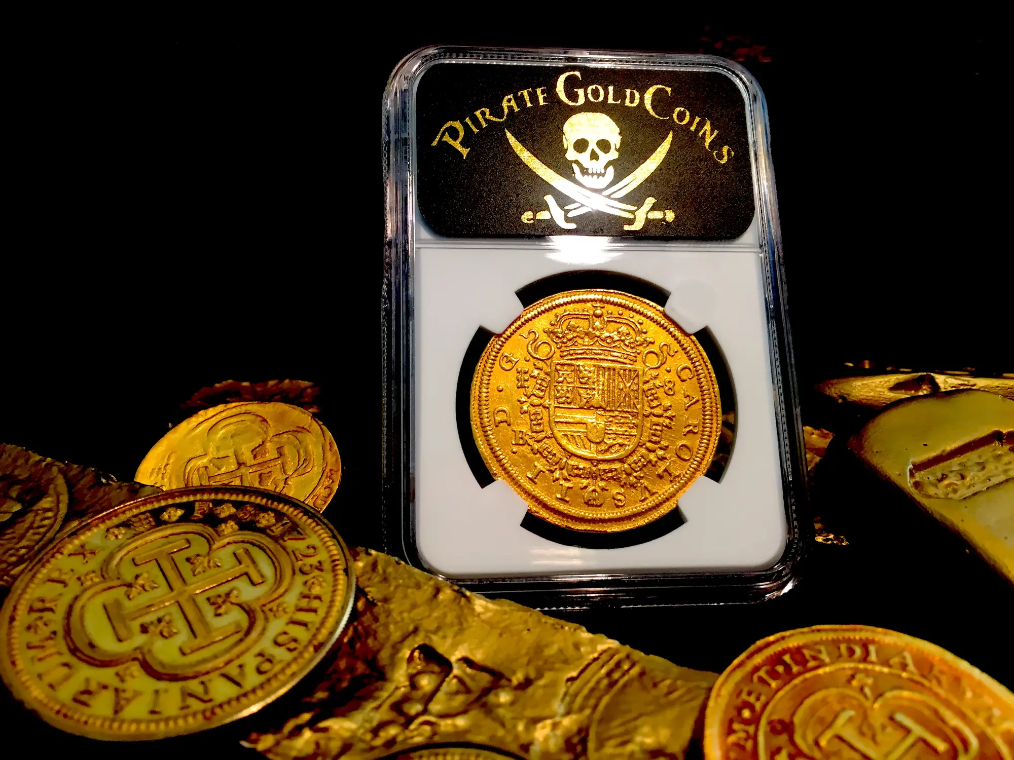 Spain  8 Escudos  1687/3  "Royal Like"  Charles II  NGC AU Dets  RARE! 5