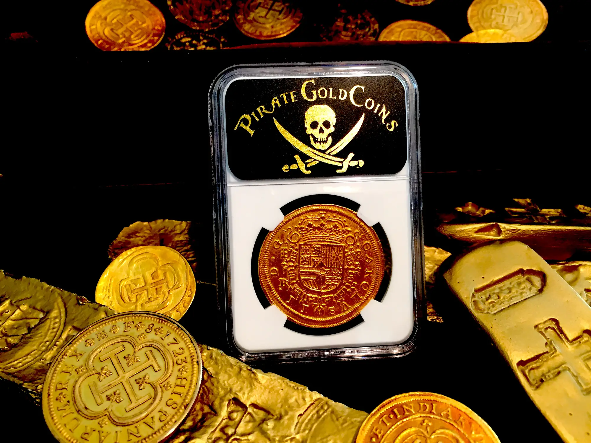 Spain  8 Escudos  1687/3  "Royal Like"  Charles II  NGC AU Dets  RARE! 7