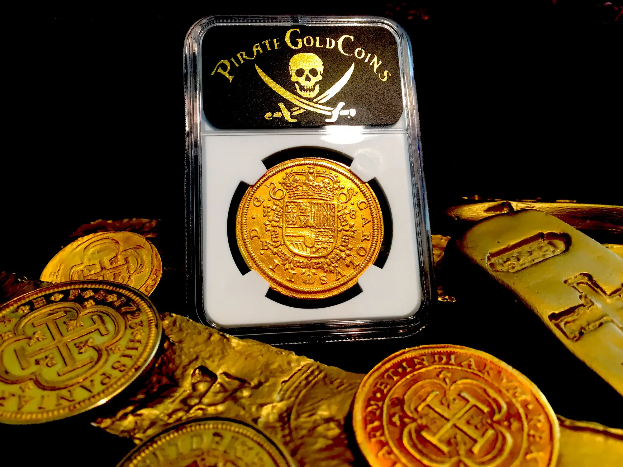 Spain  8 Escudos  1687/3  "Royal Like"  Charles II  NGC AU Dets  RARE! 8