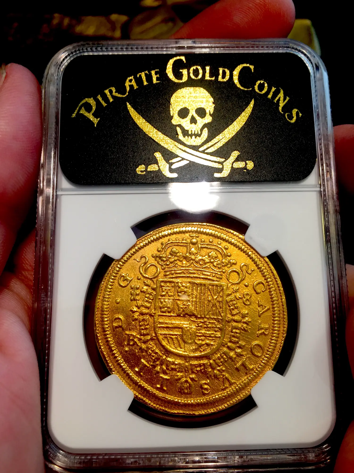 Spain  8 Escudos  1687/3  "Royal Like"  Charles II  NGC AU Dets  RARE! 6