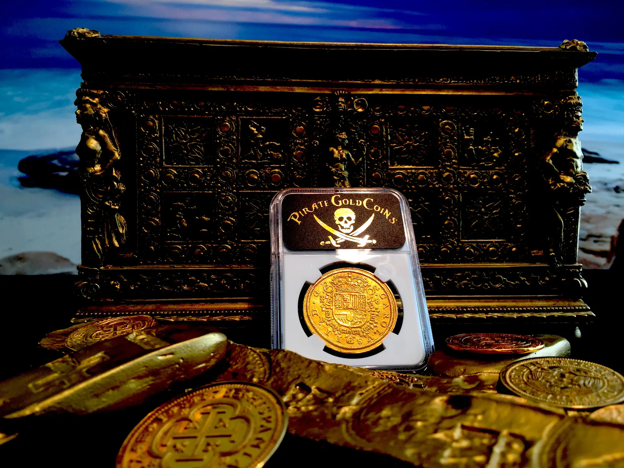 Spain  8 Escudos  1687/3  "Royal Like"  Charles II  NGC AU Dets  RARE! 19