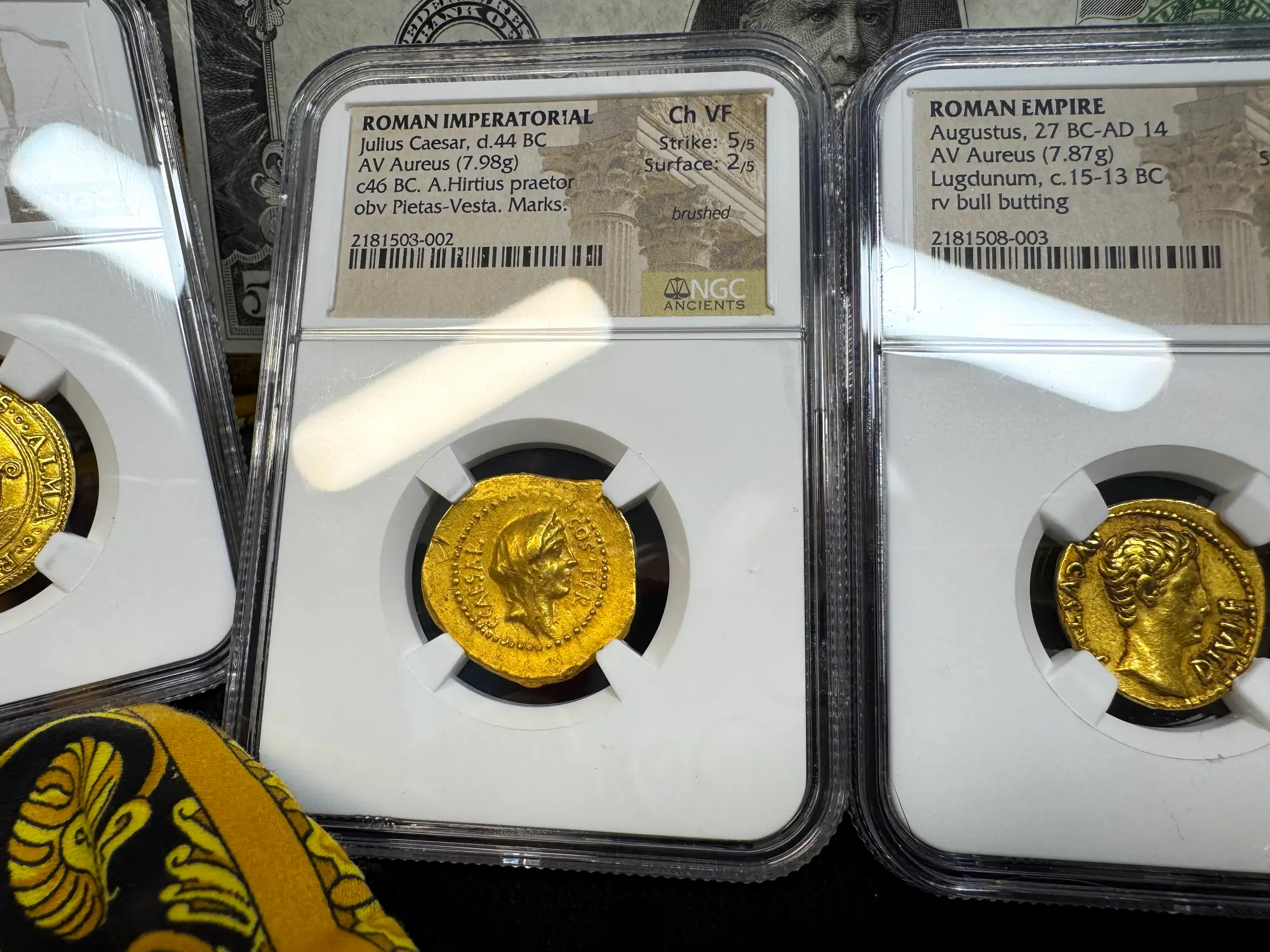 Roman Imperatorial "Julius Caesar" Aureus NGC Ch VF 3