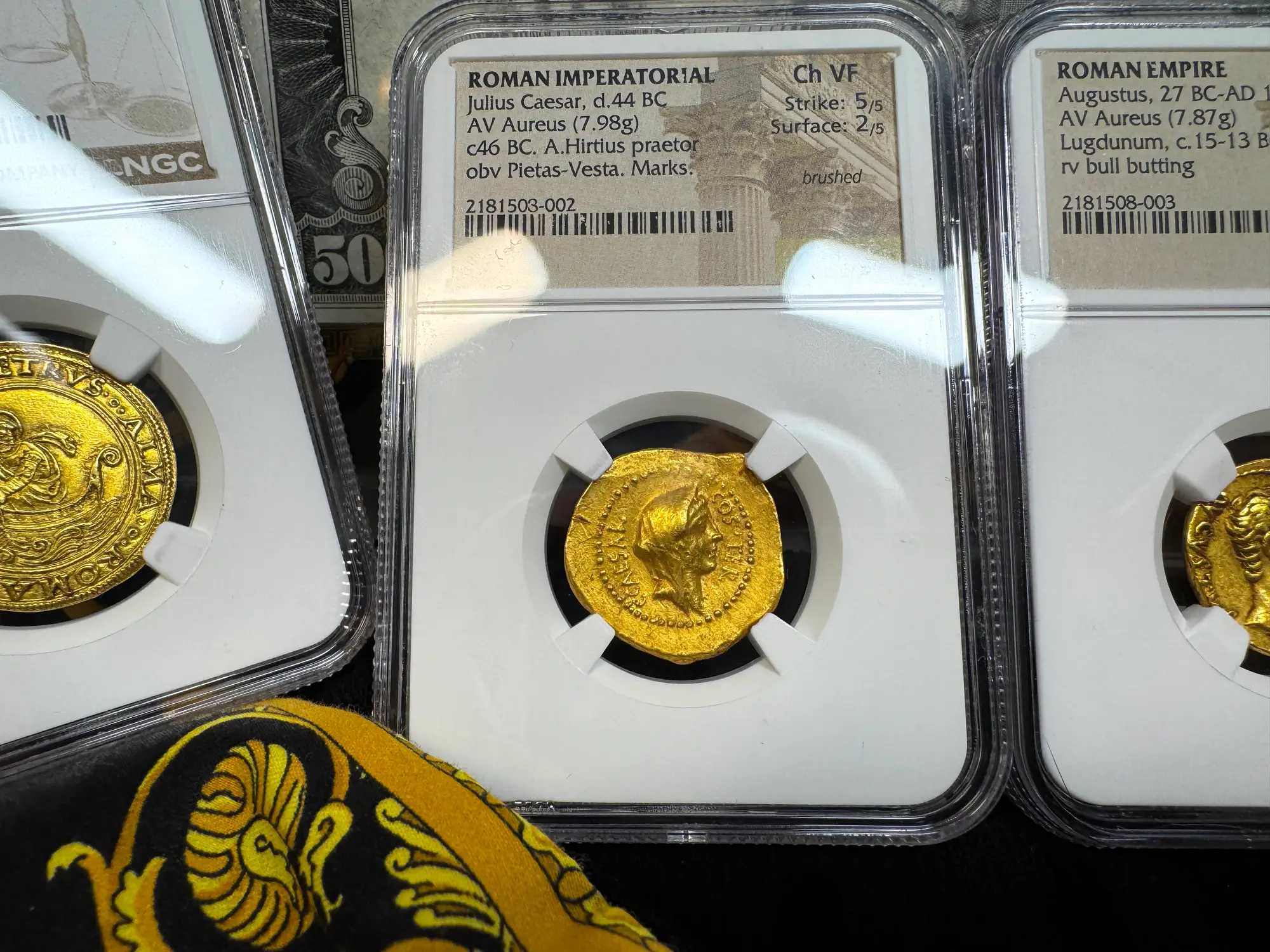 Roman Imperatorial "Julius Caesar" Aureus NGC Ch VF 25