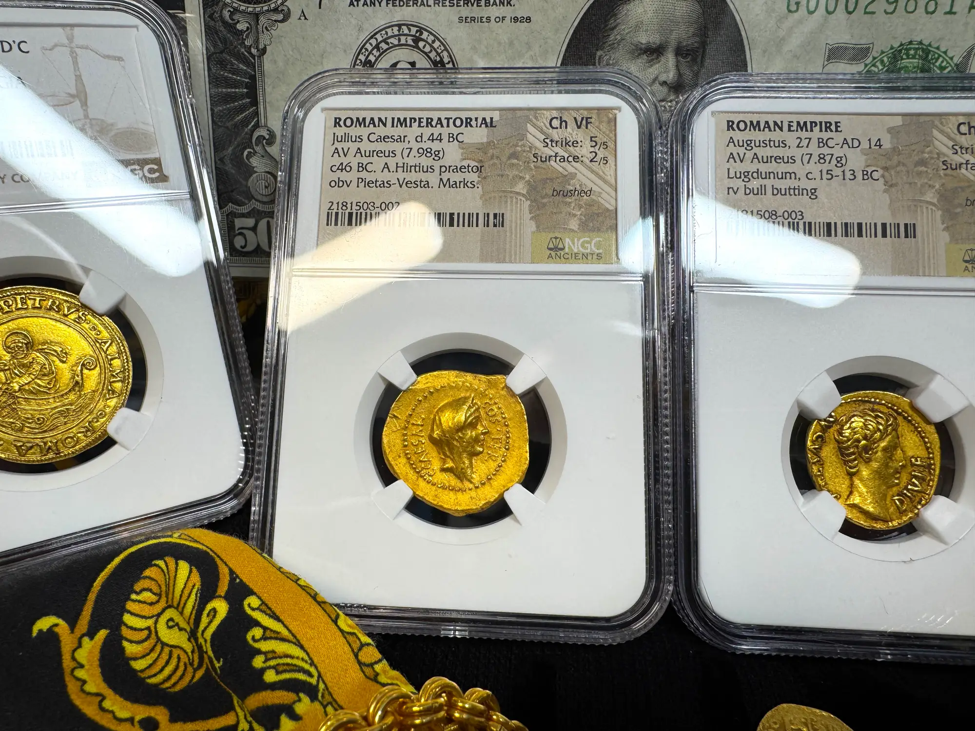 Roman Imperatorial "Julius Caesar" Aureus NGC Ch VF 26