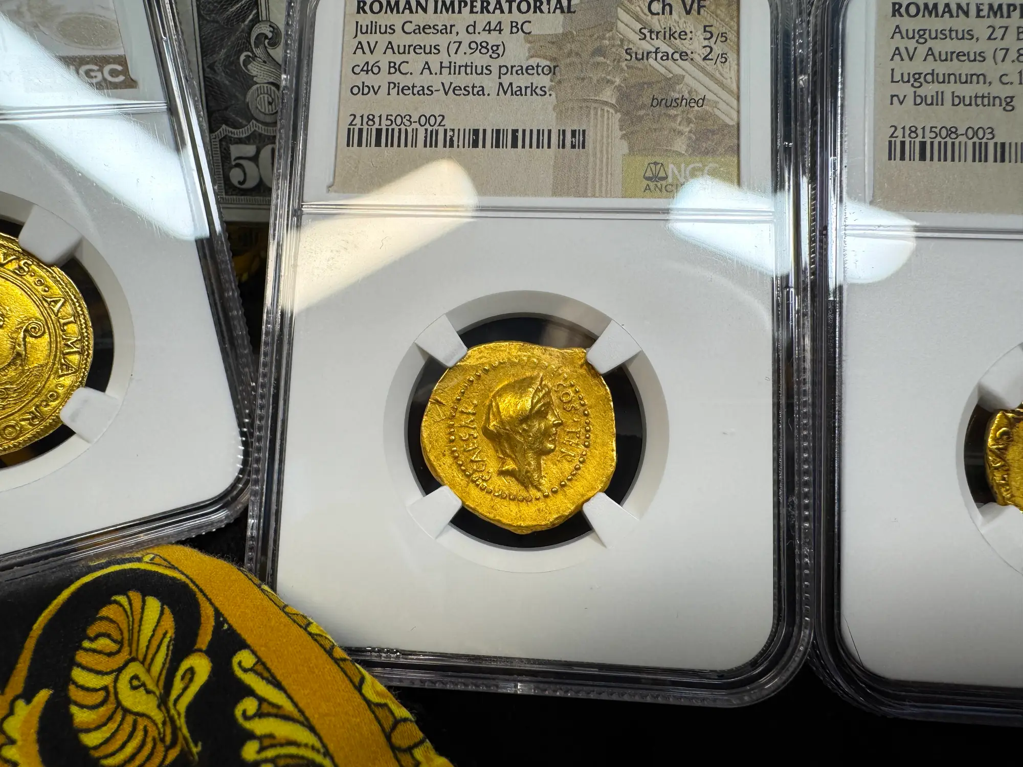 Roman Imperatorial "Julius Caesar" Aureus NGC Ch VF 4