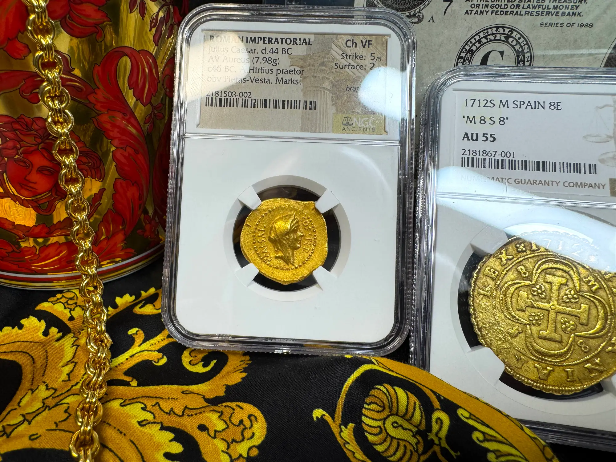 Roman Imperatorial "Julius Caesar" Aureus NGC Ch VF 48