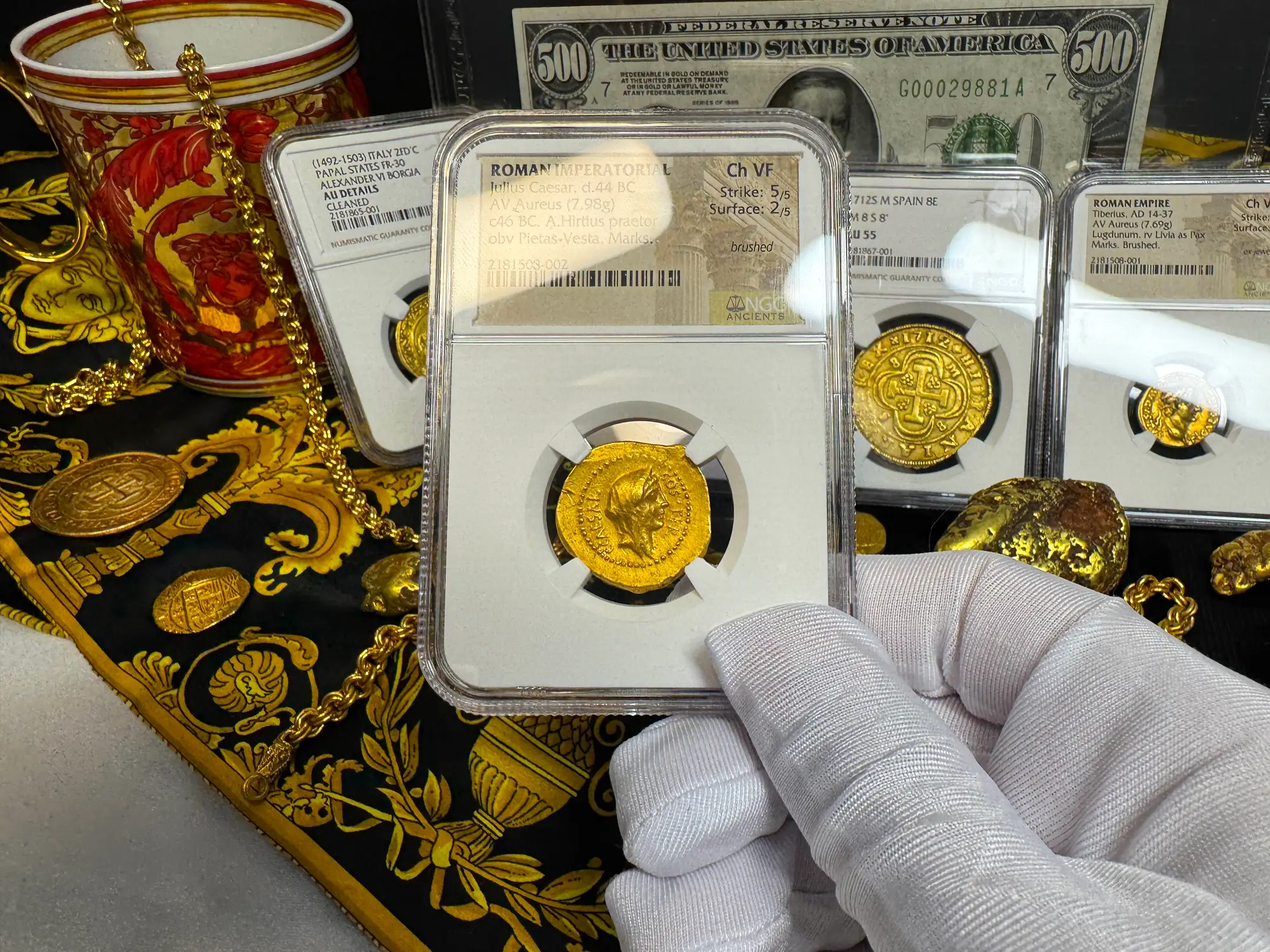 Roman Imperatorial "Julius Caesar" Aureus NGC Ch VF 45