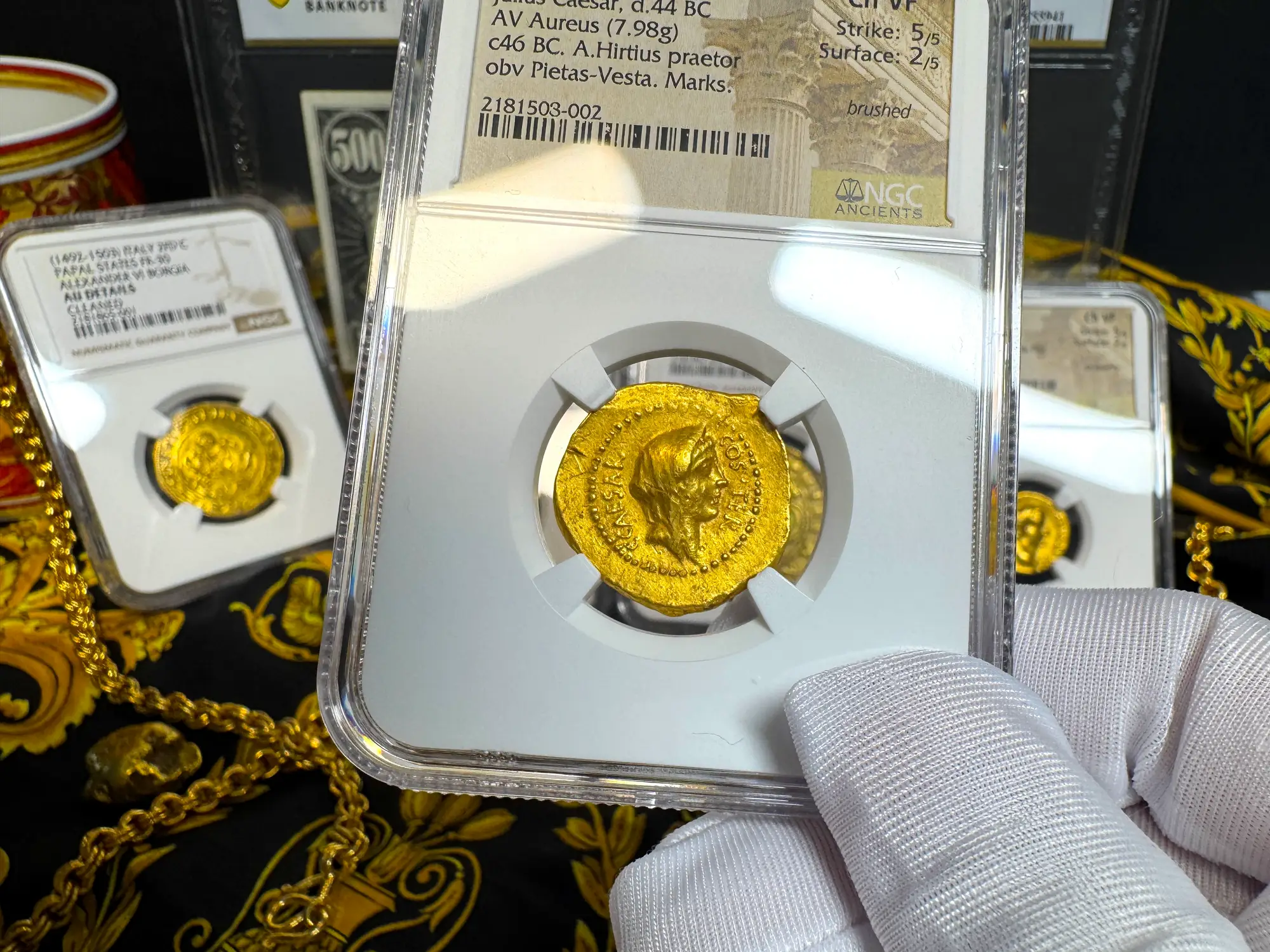 Roman Imperatorial "Julius Caesar" Aureus NGC Ch VF 37