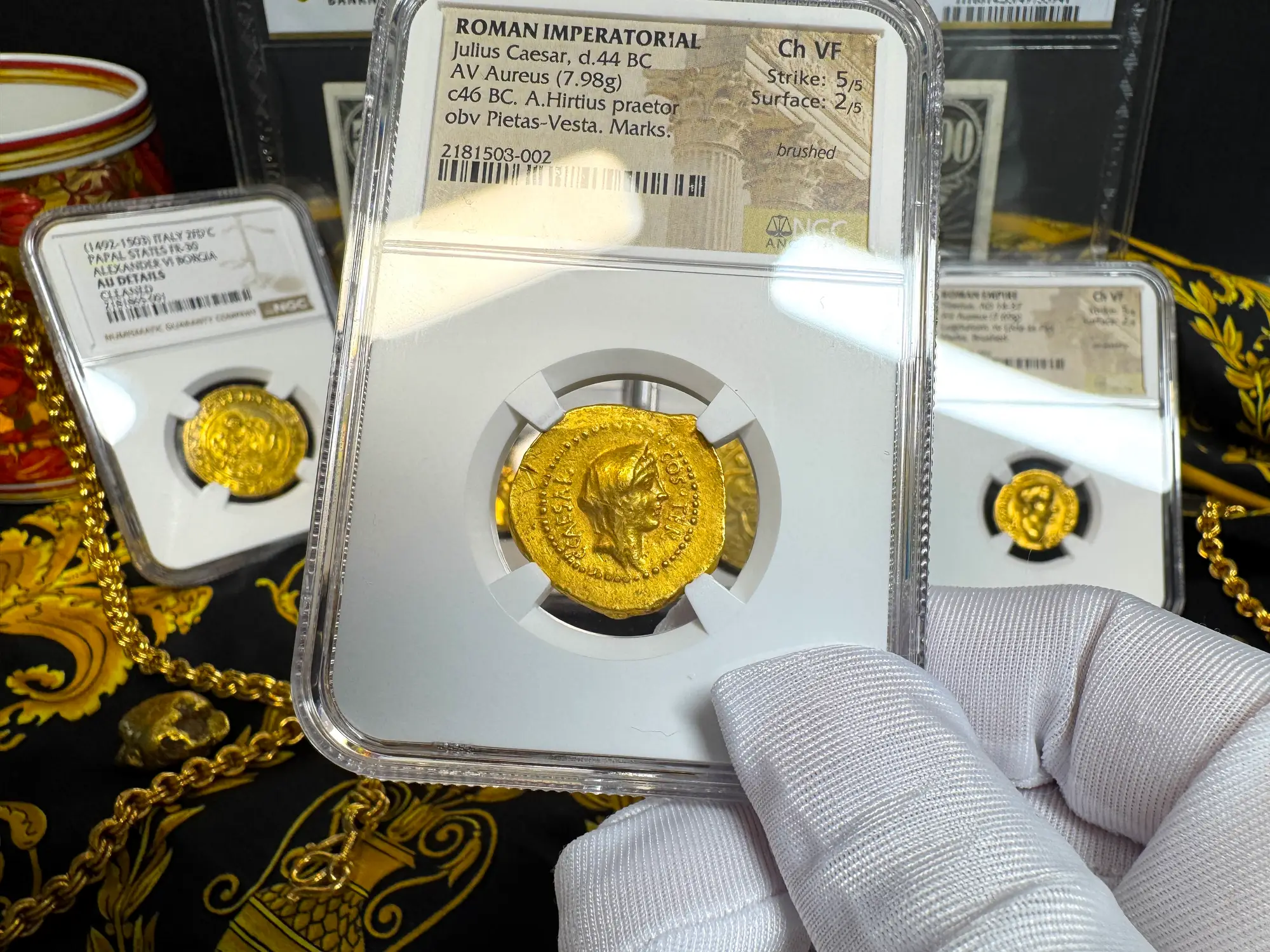 Roman Imperatorial "Julius Caesar" Aureus NGC Ch VF 47