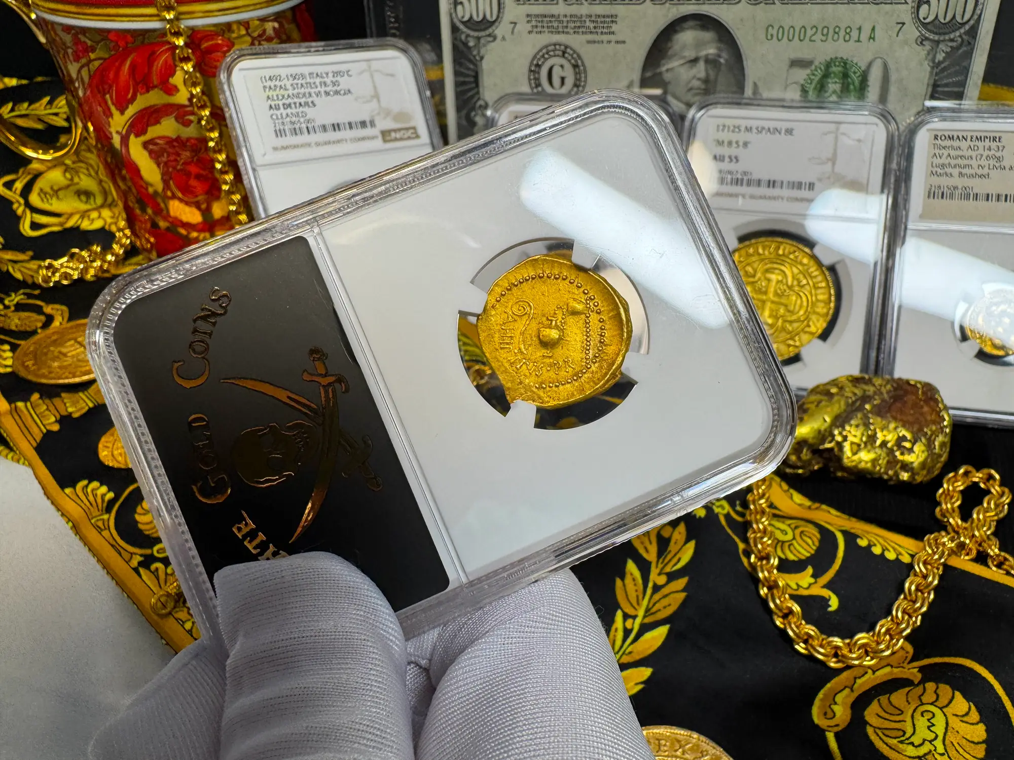 Roman Imperatorial "Julius Caesar" Aureus NGC Ch VF 29