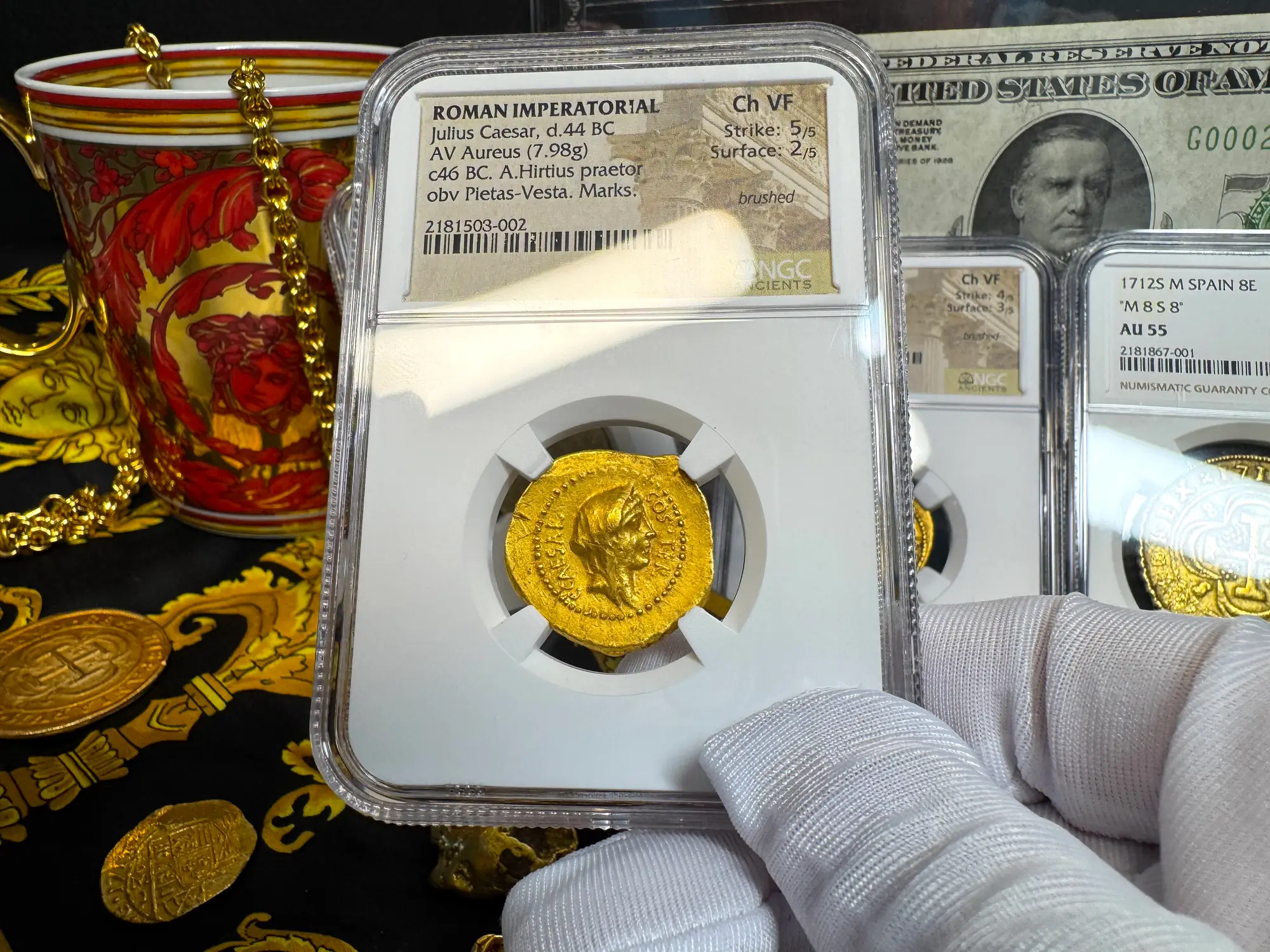 Roman Imperatorial "Julius Caesar" Aureus NGC Ch VF 46