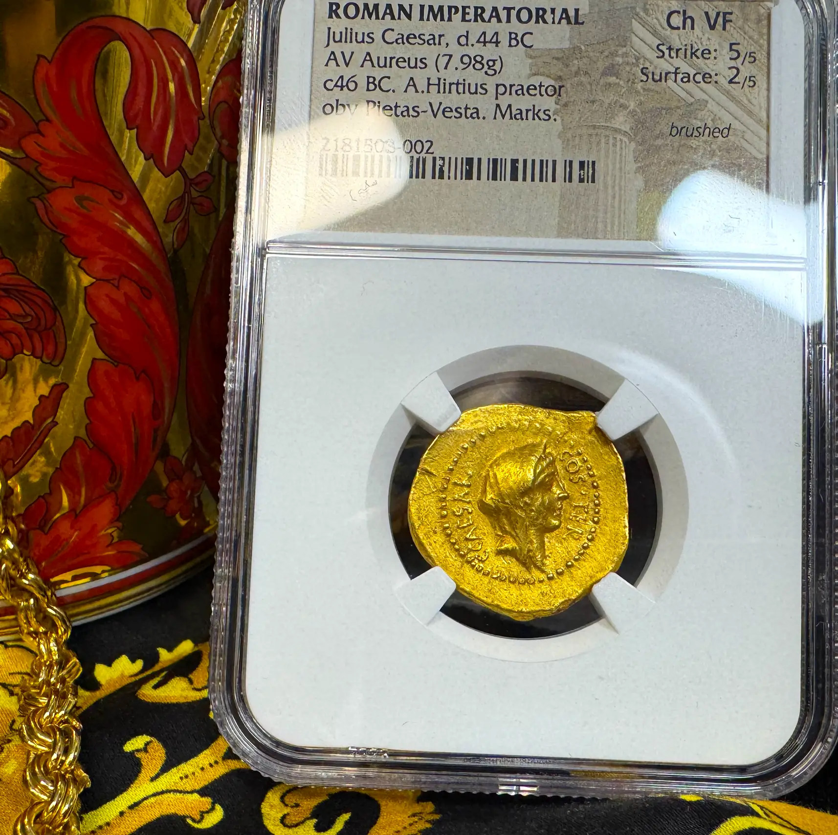 Roman Imperatorial "Julius Caesar" Aureus NGC Ch VF 53