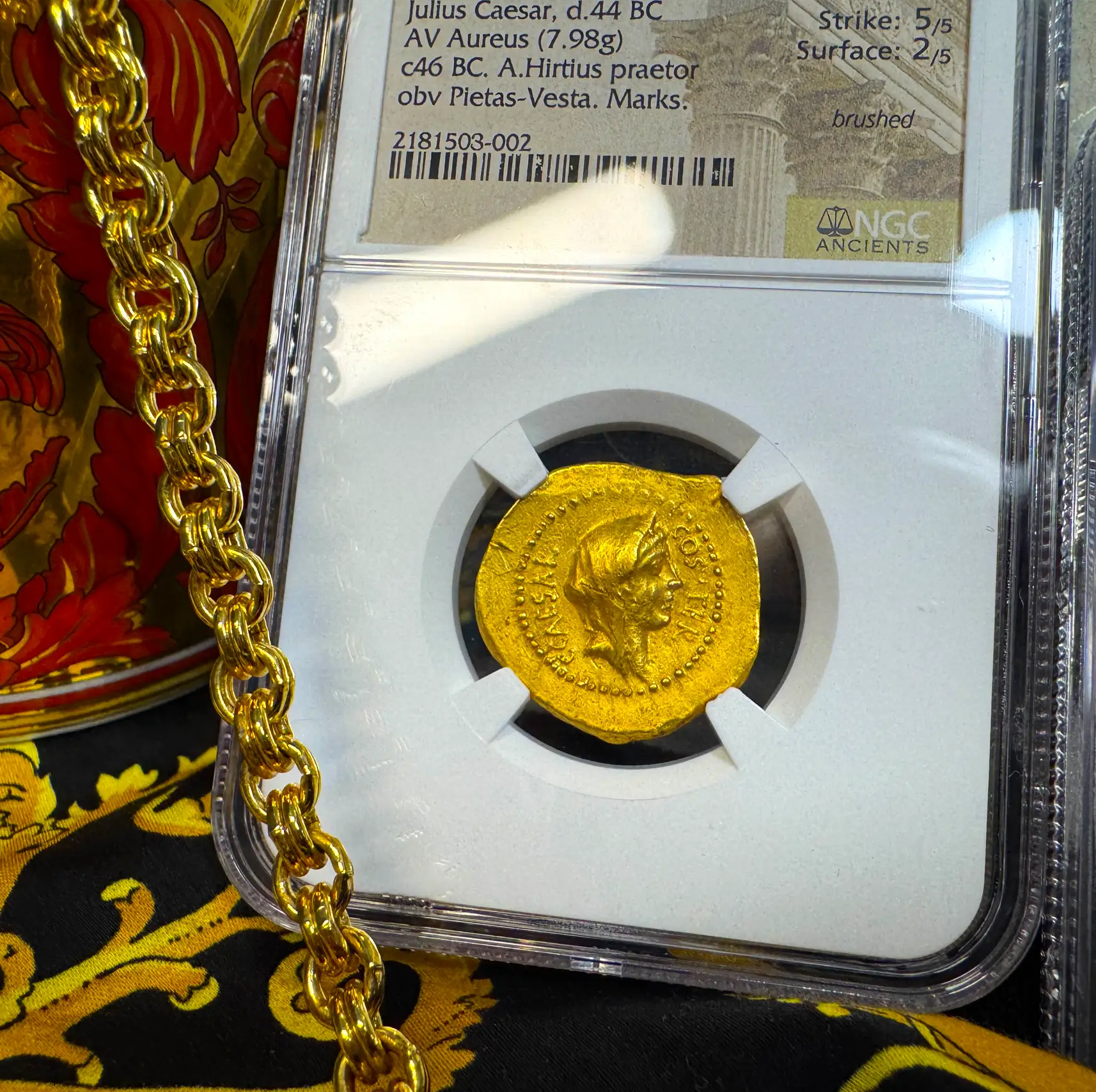 Roman Imperatorial "Julius Caesar" Aureus NGC Ch VF 54