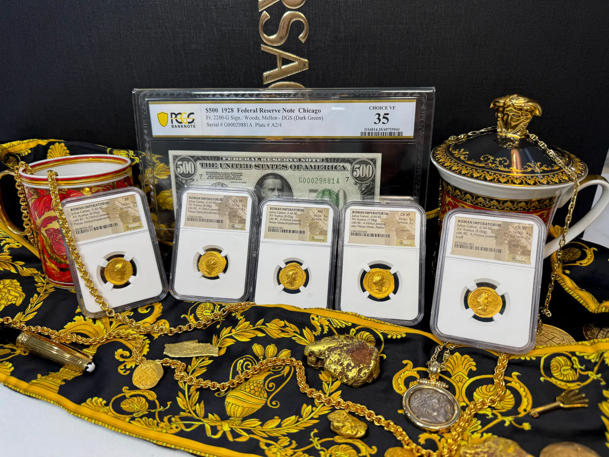 Roman Imperatorial "Julius Caesar" Aureus NGC Ch VF 34