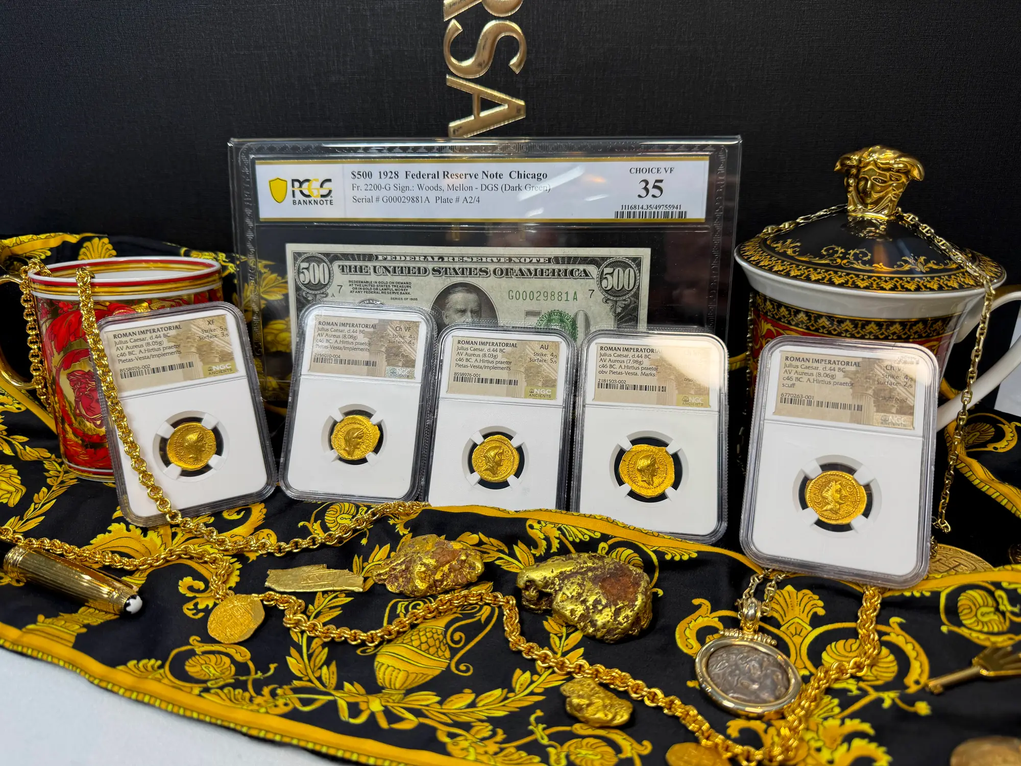 Roman Imperatorial "Julius Caesar" Aureus NGC Ch VF 56