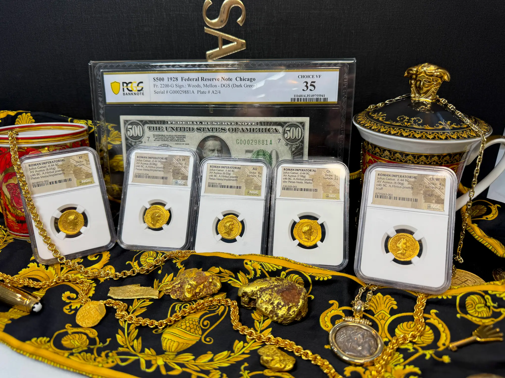 Roman Imperatorial "Julius Caesar" Aureus NGC Ch VF 49