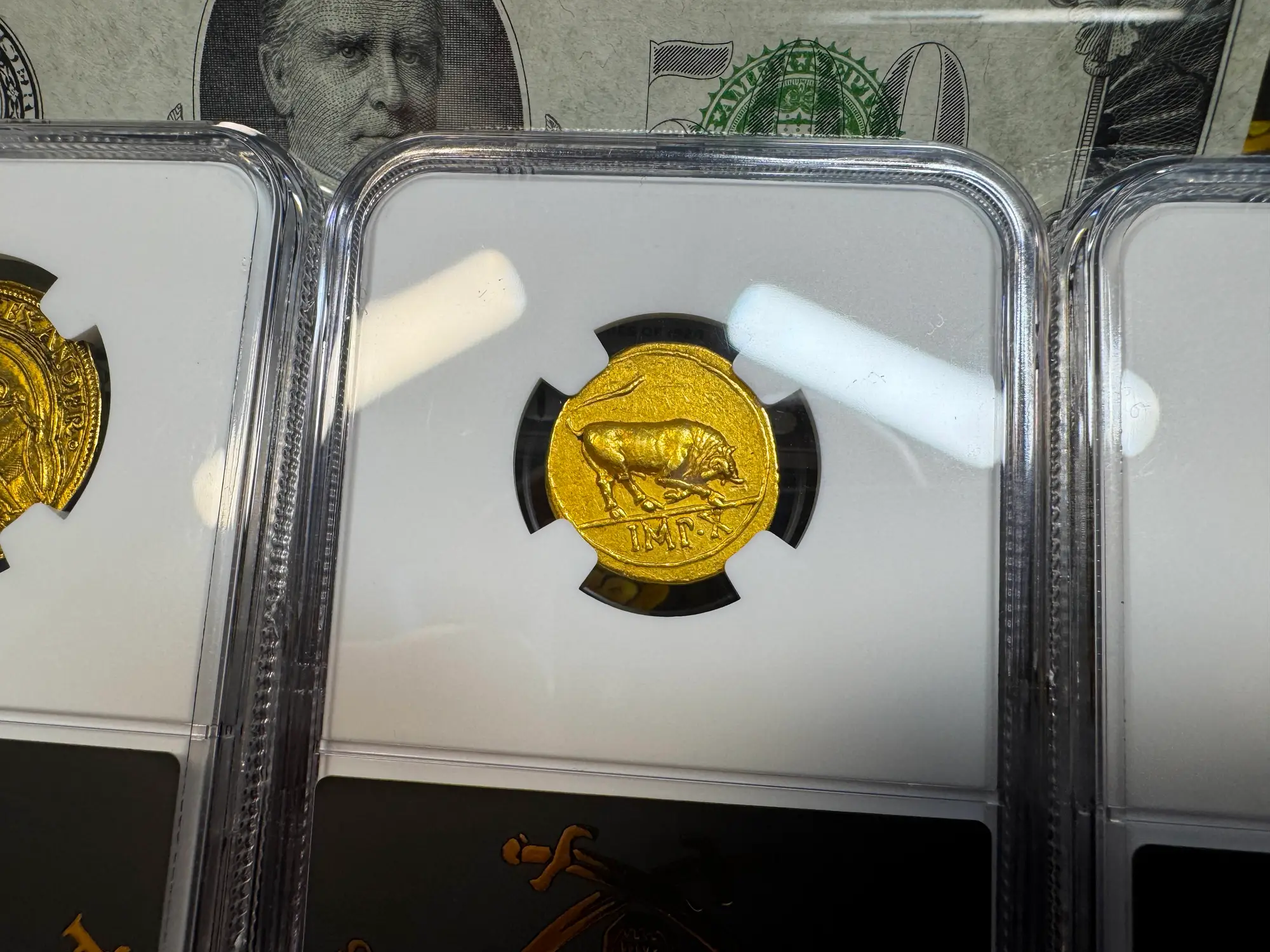 Roman Empire "Augustus | Bull" 27BC Aureus NGC Ch VF 18