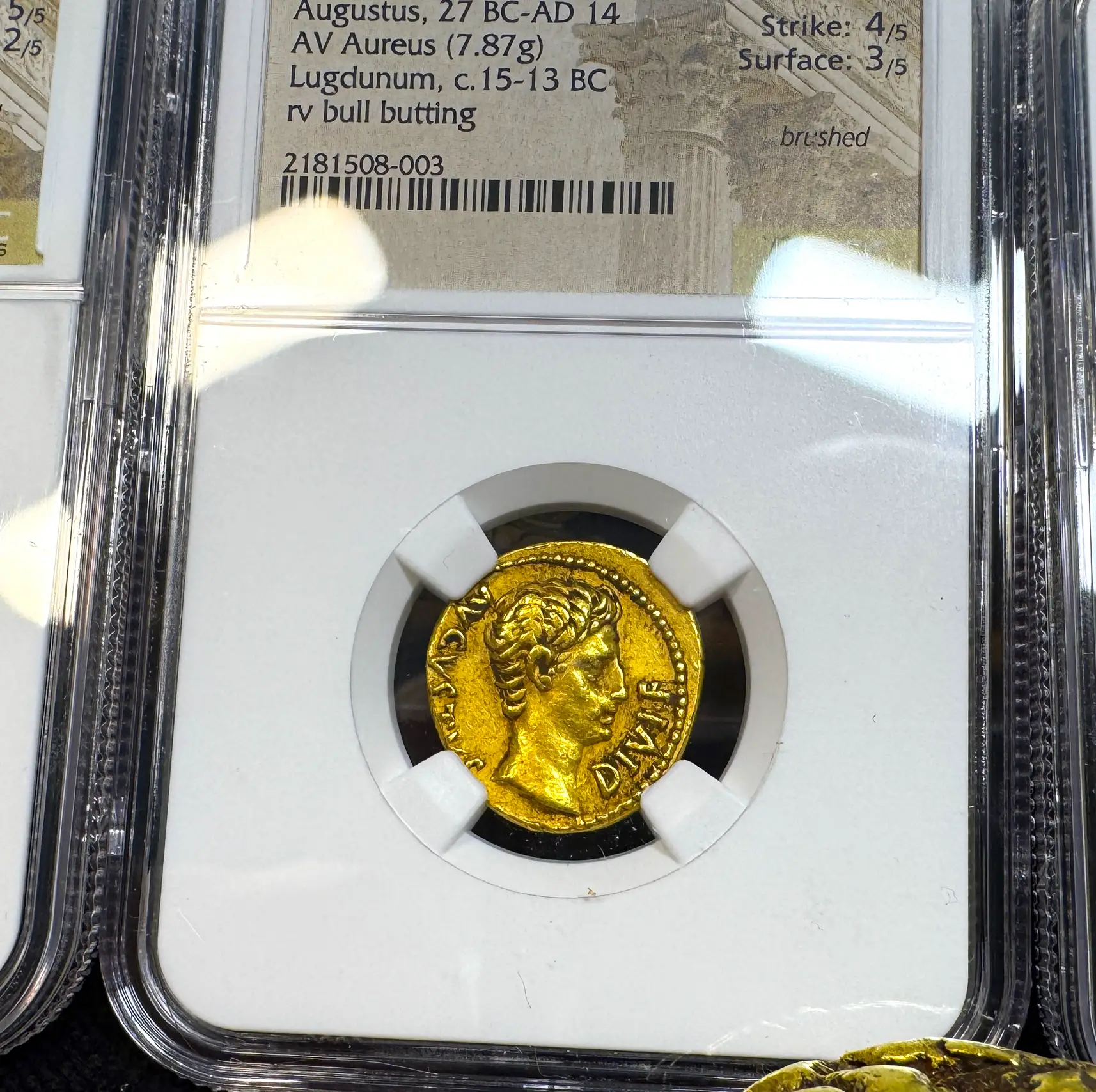 Roman Empire "Augustus | Bull" 27BC Aureus NGC Ch VF 2