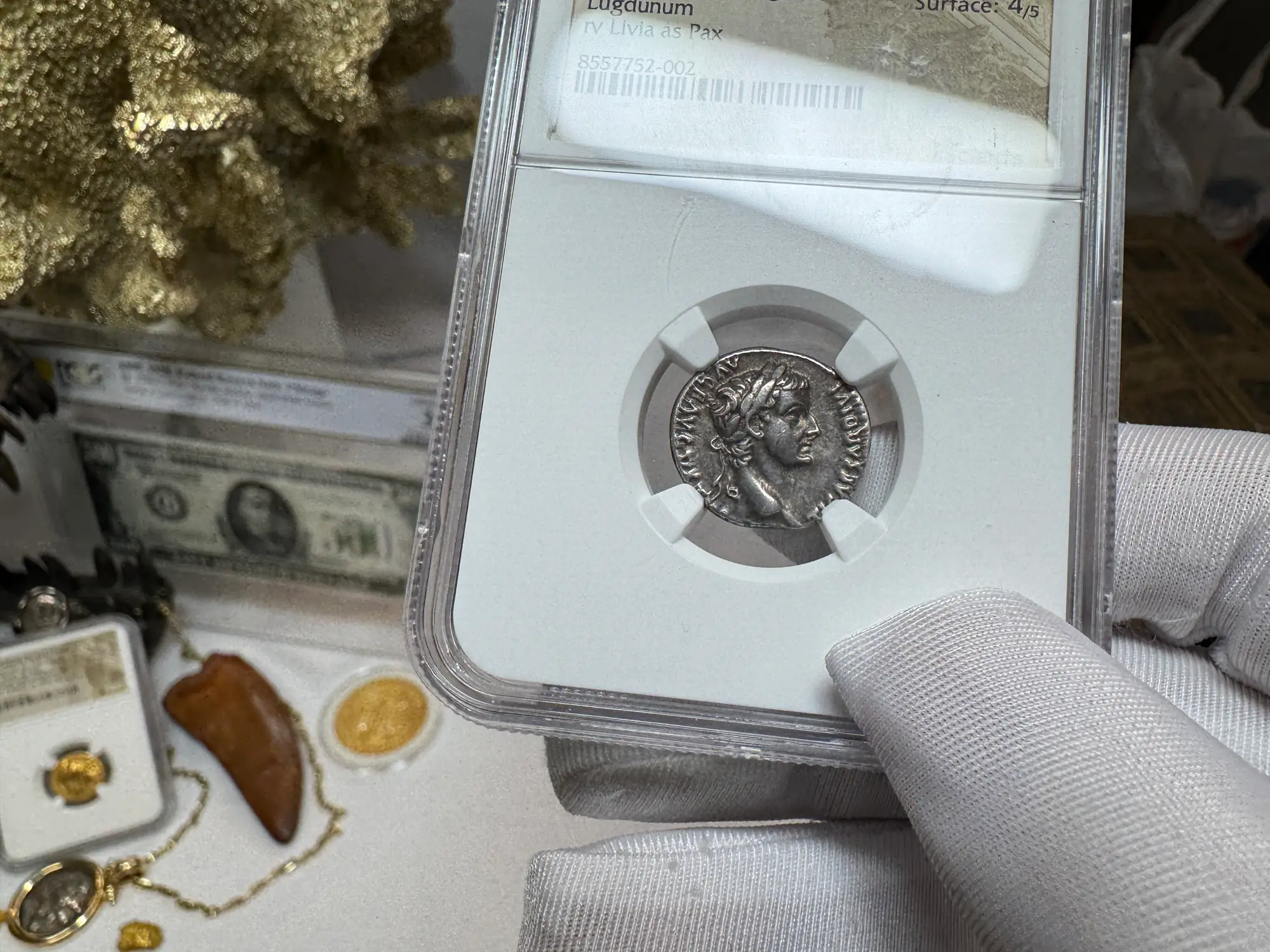 Roman Empire "Tiberius" 14AD Denarius NGC Ch VF 13