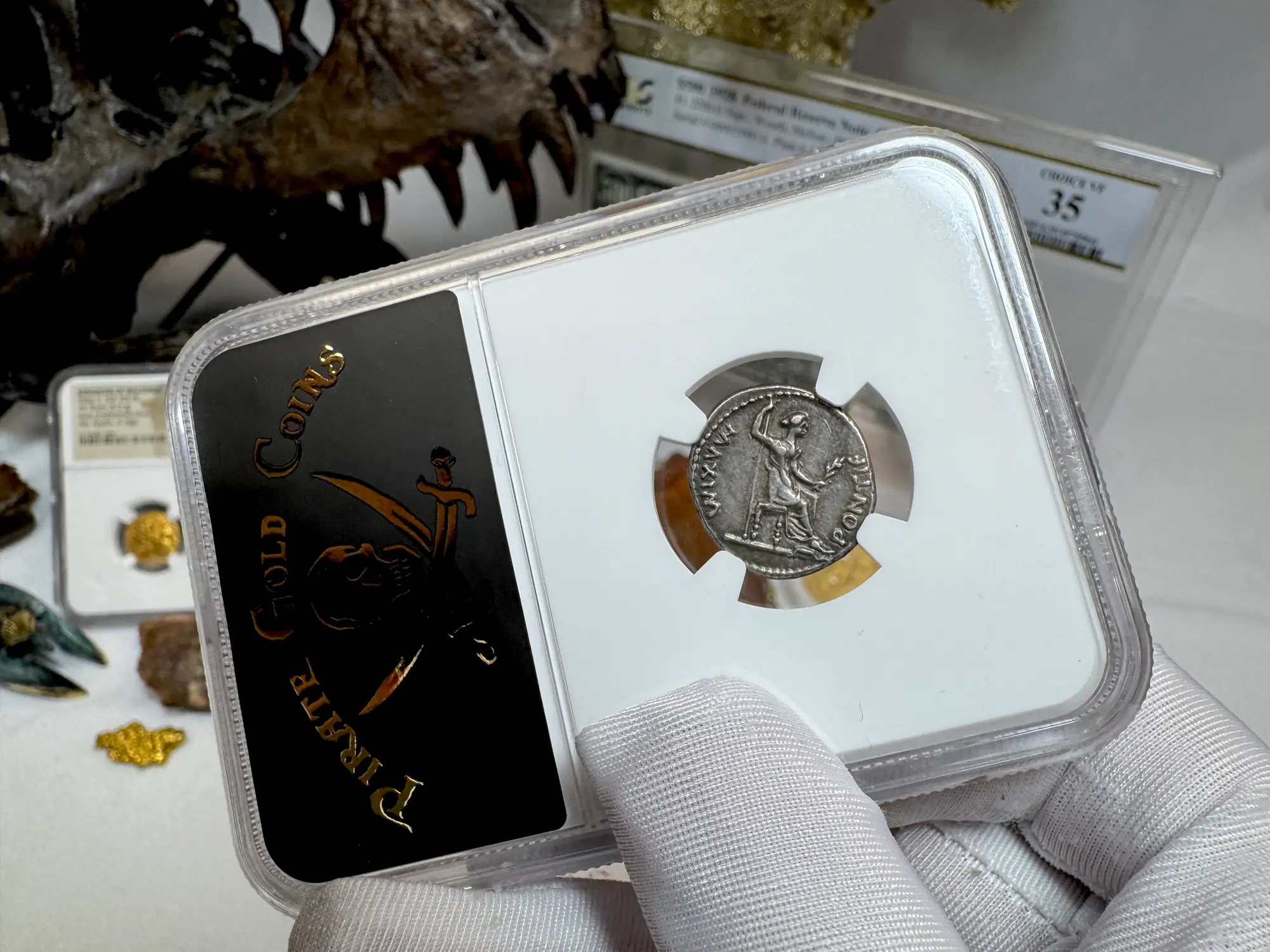 Roman Empire "Tiberius" 14AD Denarius NGC Ch VF 21