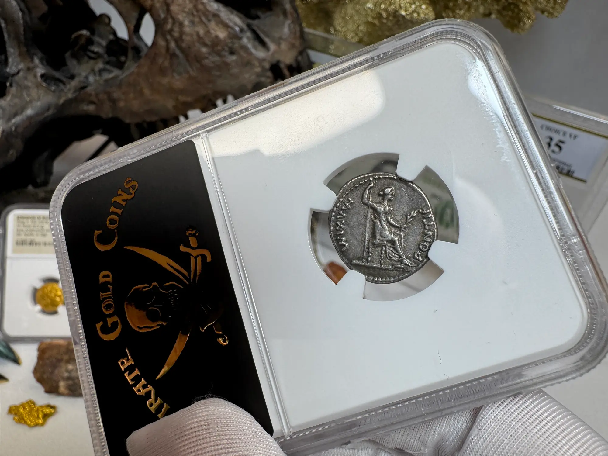 Roman Empire "Tiberius" 14AD Denarius NGC Ch VF 8