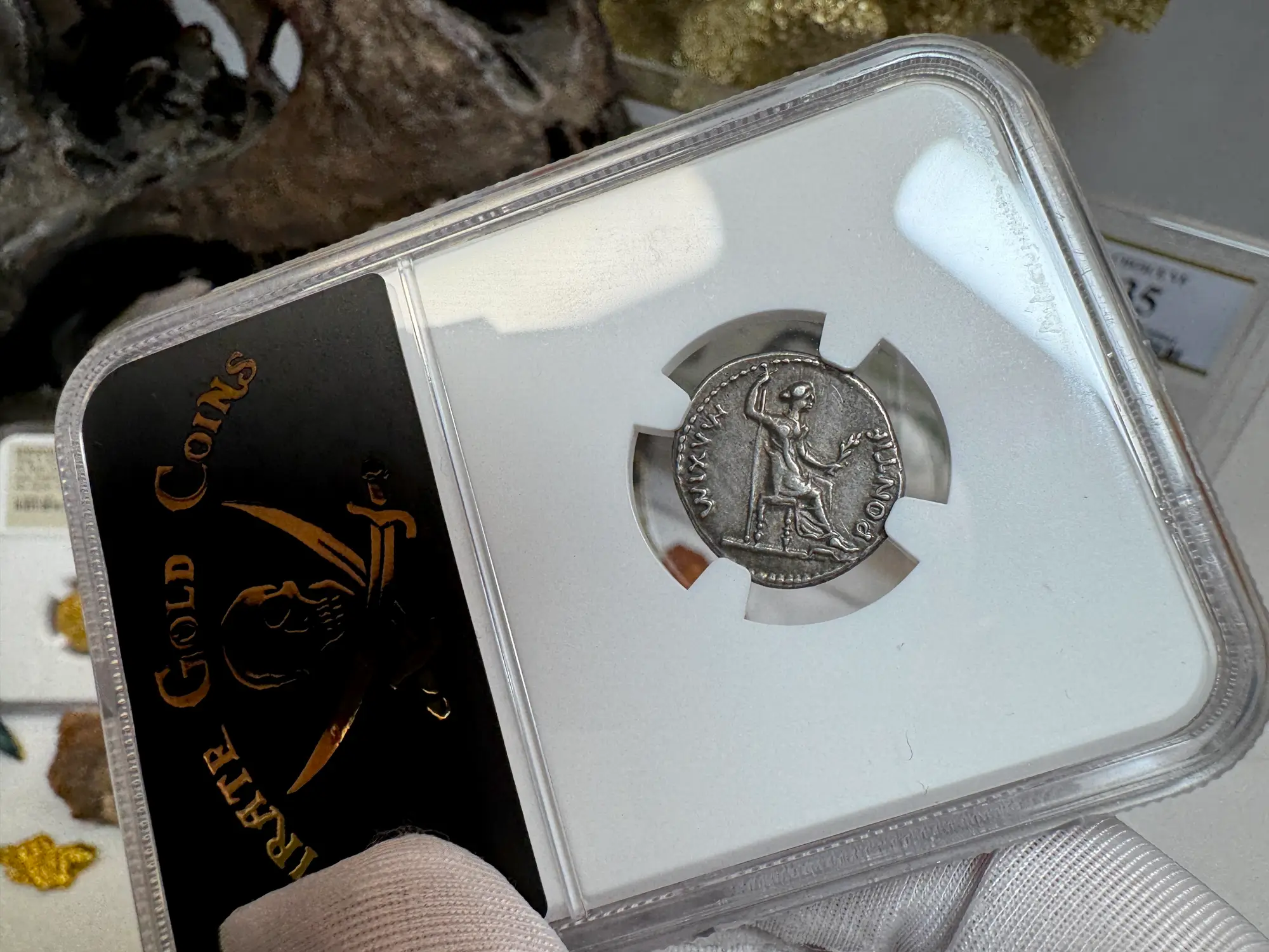 Roman Empire "Tiberius" 14AD Denarius NGC Ch VF 7