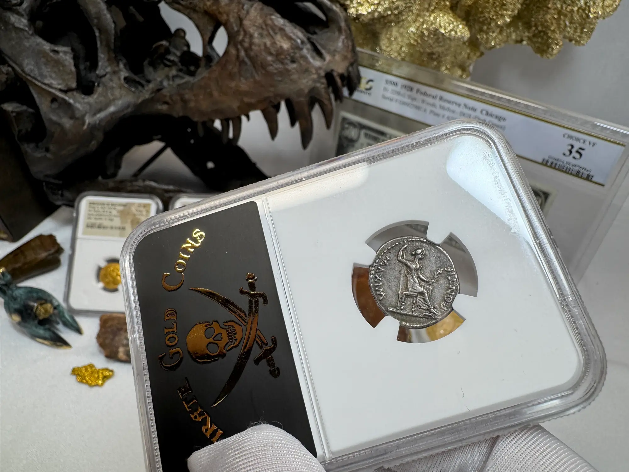 Roman Empire "Tiberius" 14AD Denarius NGC Ch VF 24