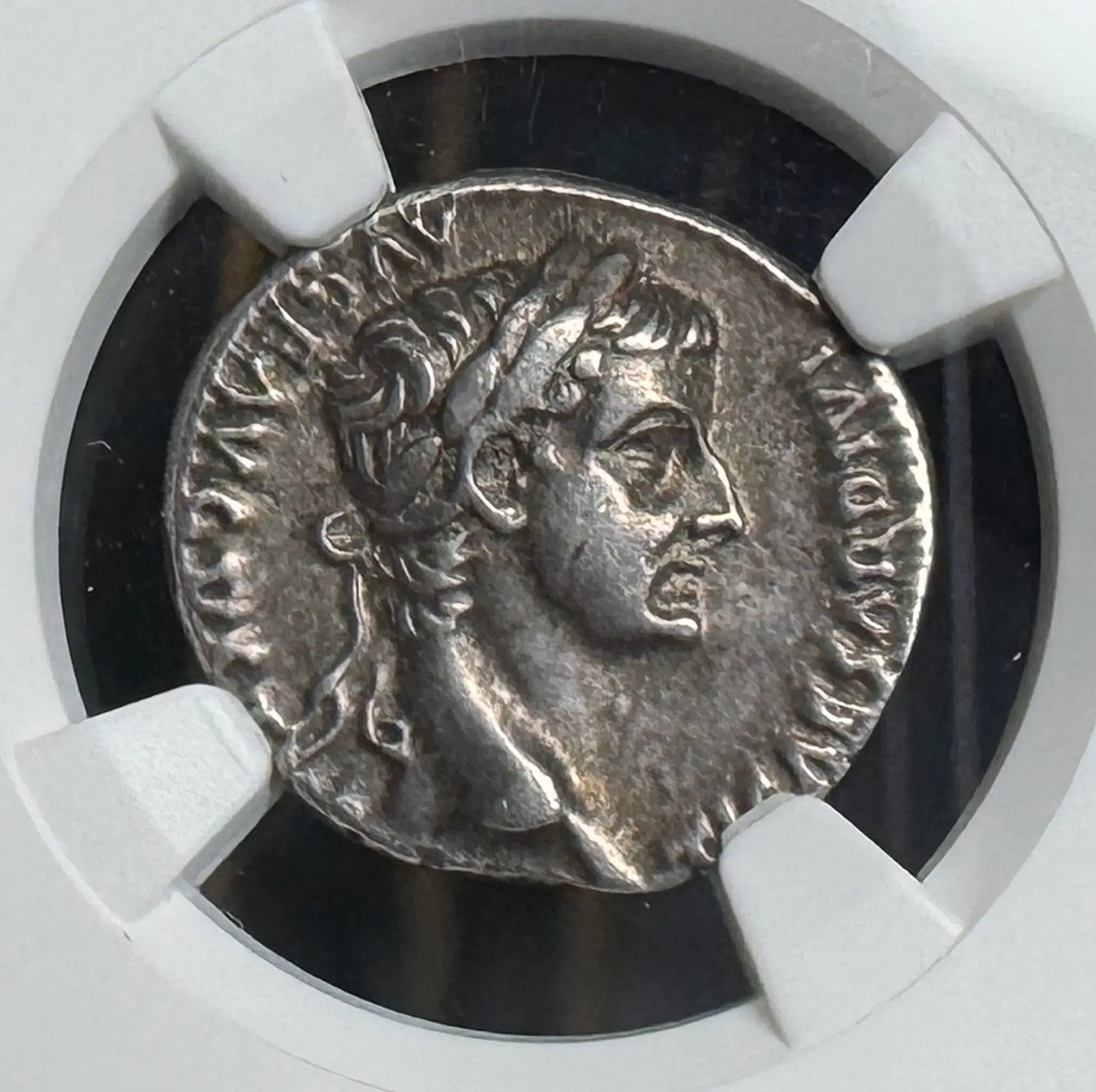 Roman Empire "Tiberius" 14AD Denarius NGC Ch VF