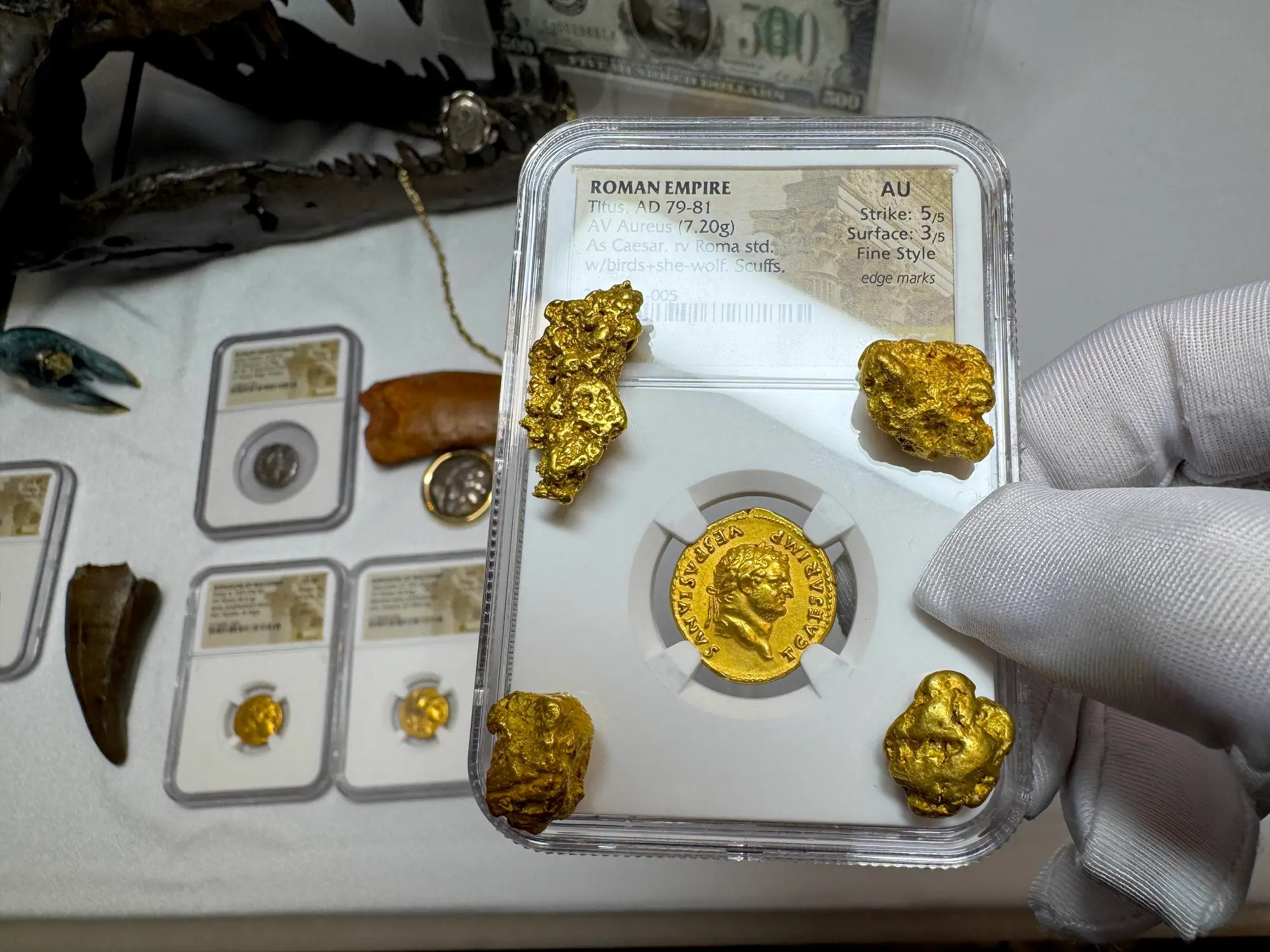 Roman Empire "Titus" 79AD Aureus NGC AU 5x3 Fine Style 10