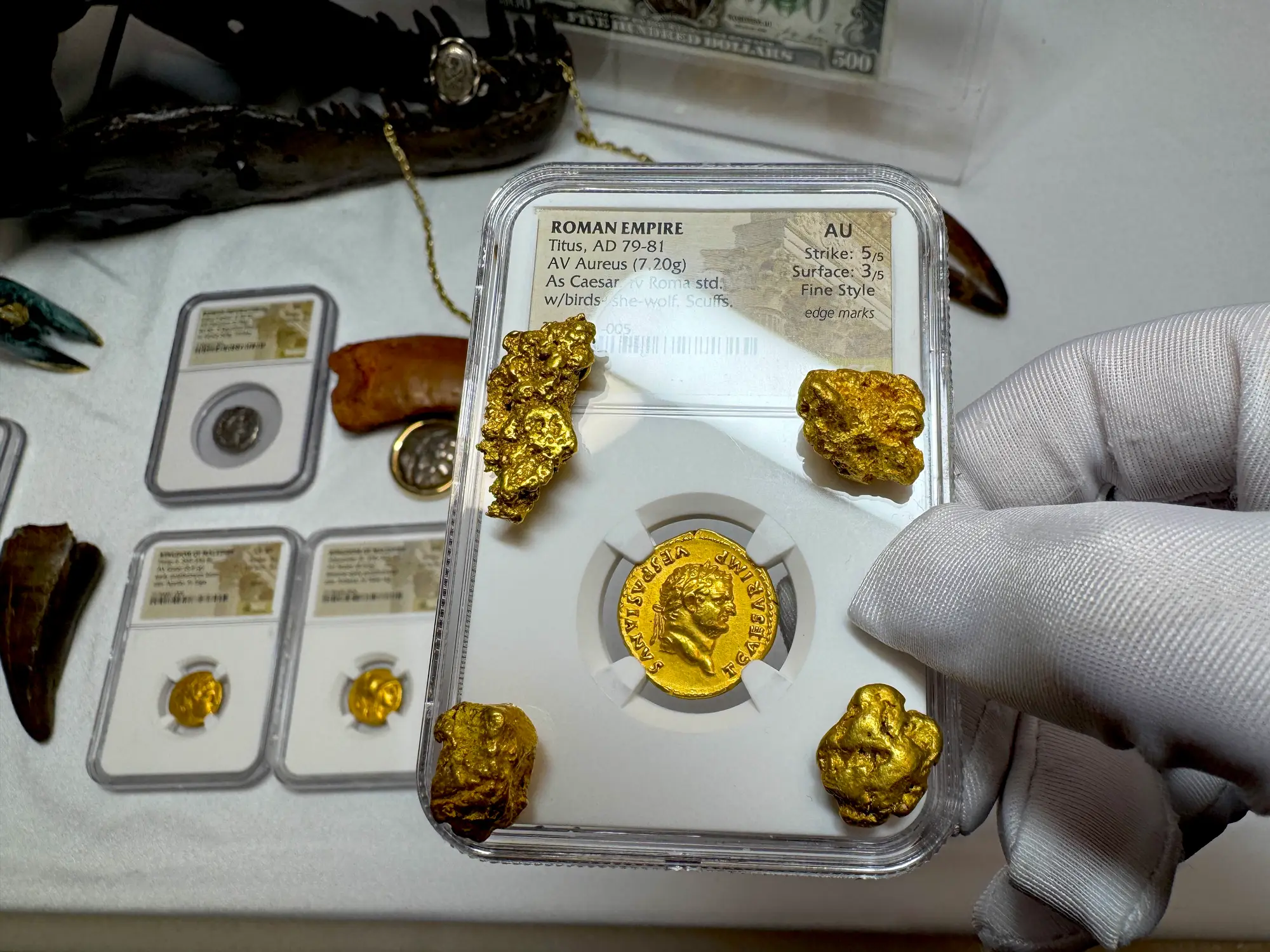 Roman Empire "Titus" 79AD Aureus NGC AU 5x3 Fine Style 9